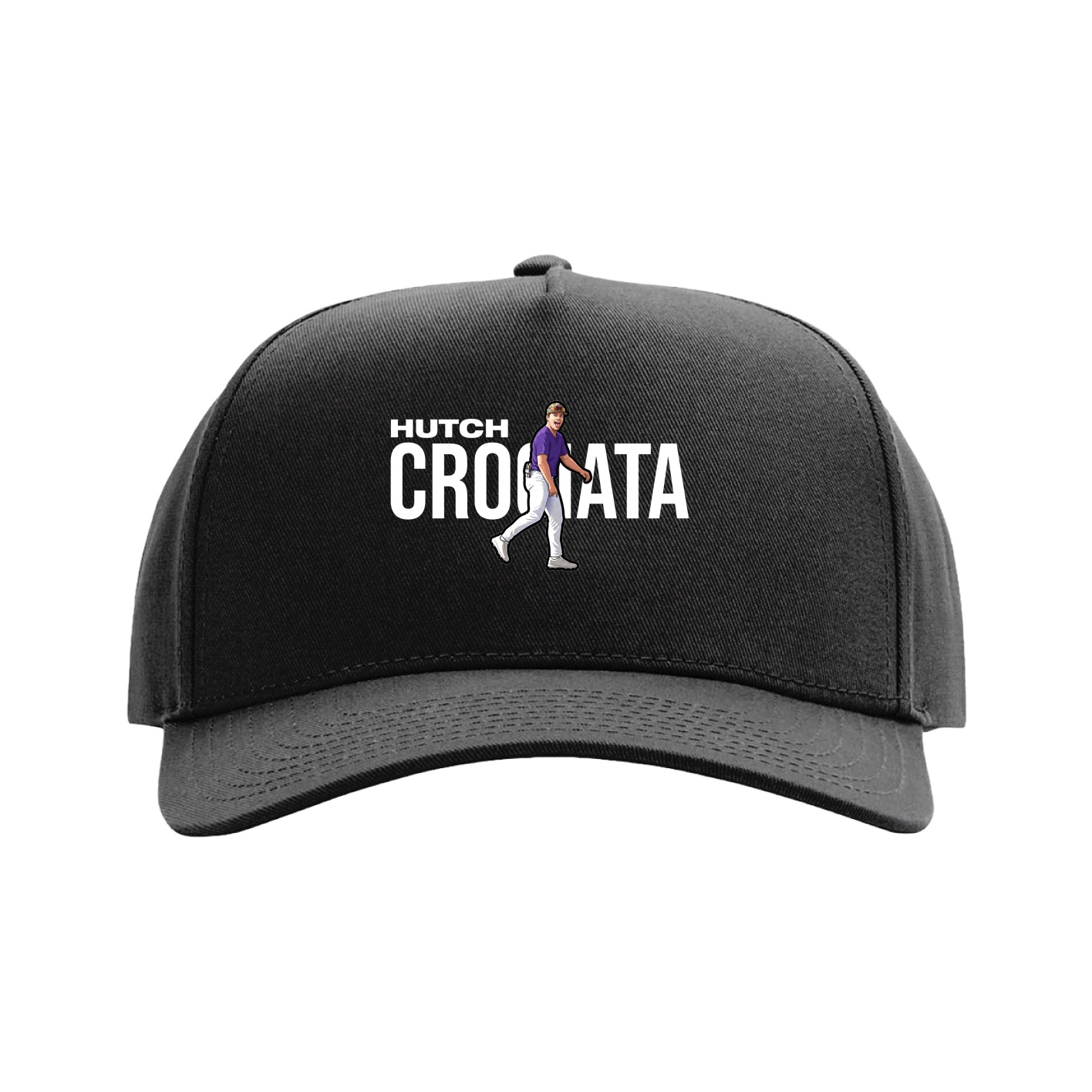 Full Fabric Five-Panel Champ Cap — Player Name in Black