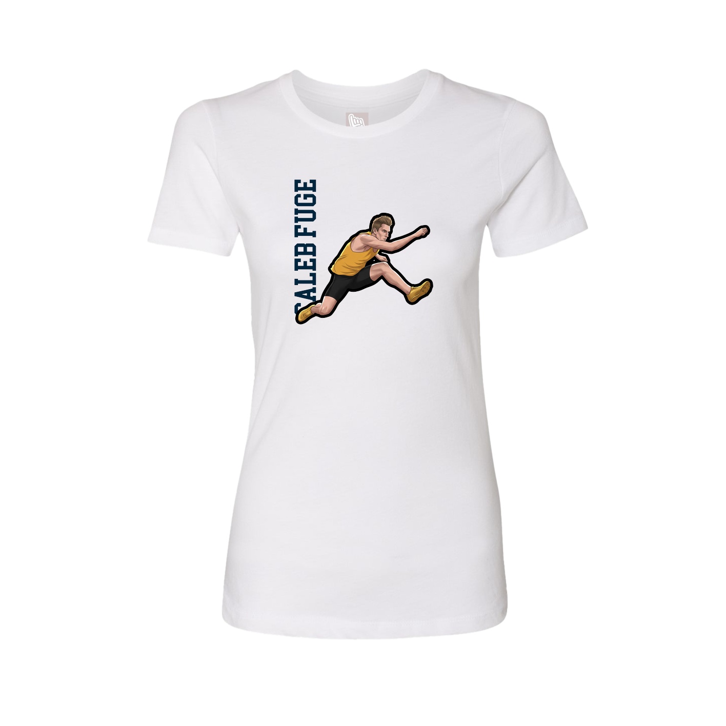 Fitted Women's Tee — Name Vertical in White