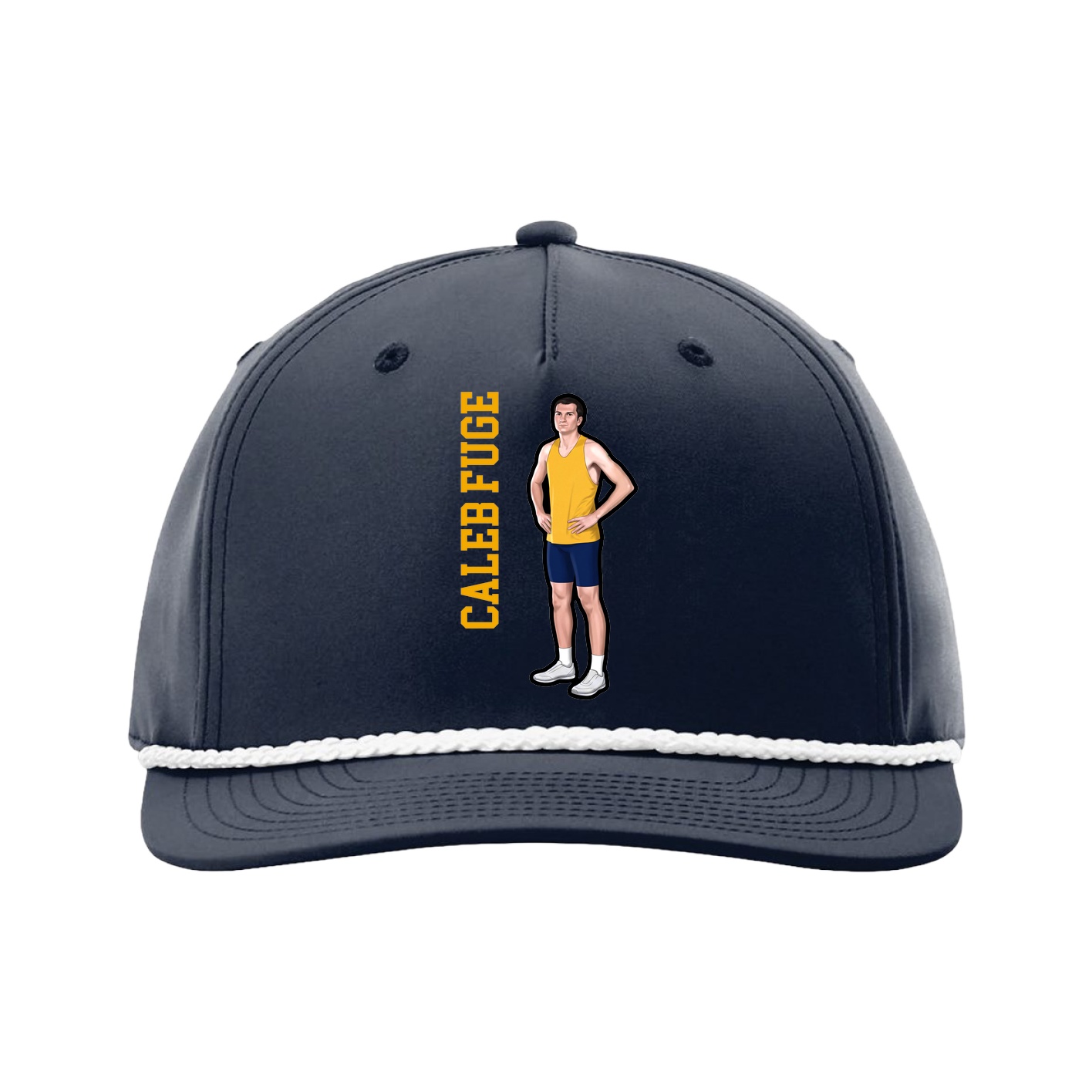 Five-Panel Classic Rope Cap — Name Vertical in Navy
