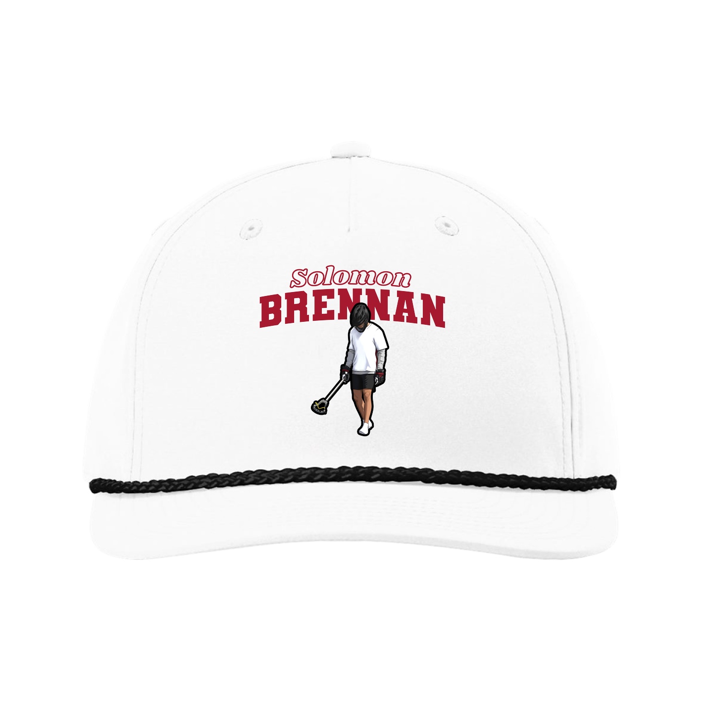 Five-Panel Classic Rope Cap — Name Arch in White
