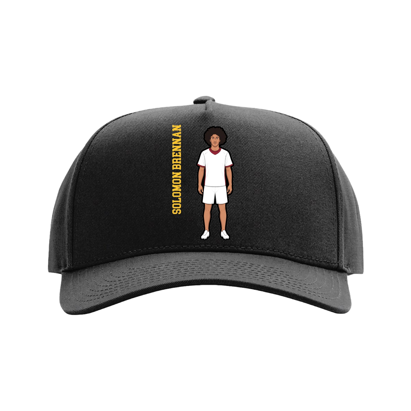 Full Fabric Five-Panel Champ Cap — Name Vertical in Black