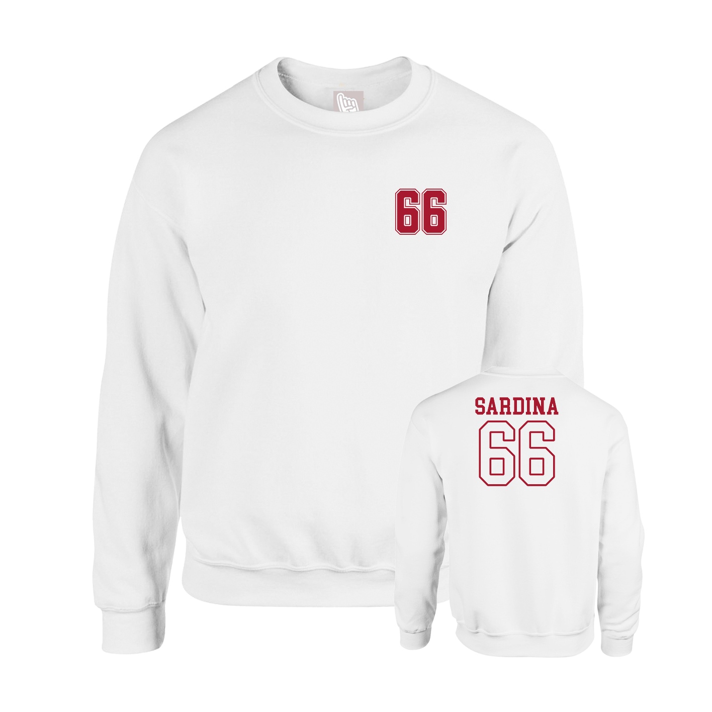 Fleece Crew — Chest Back in White