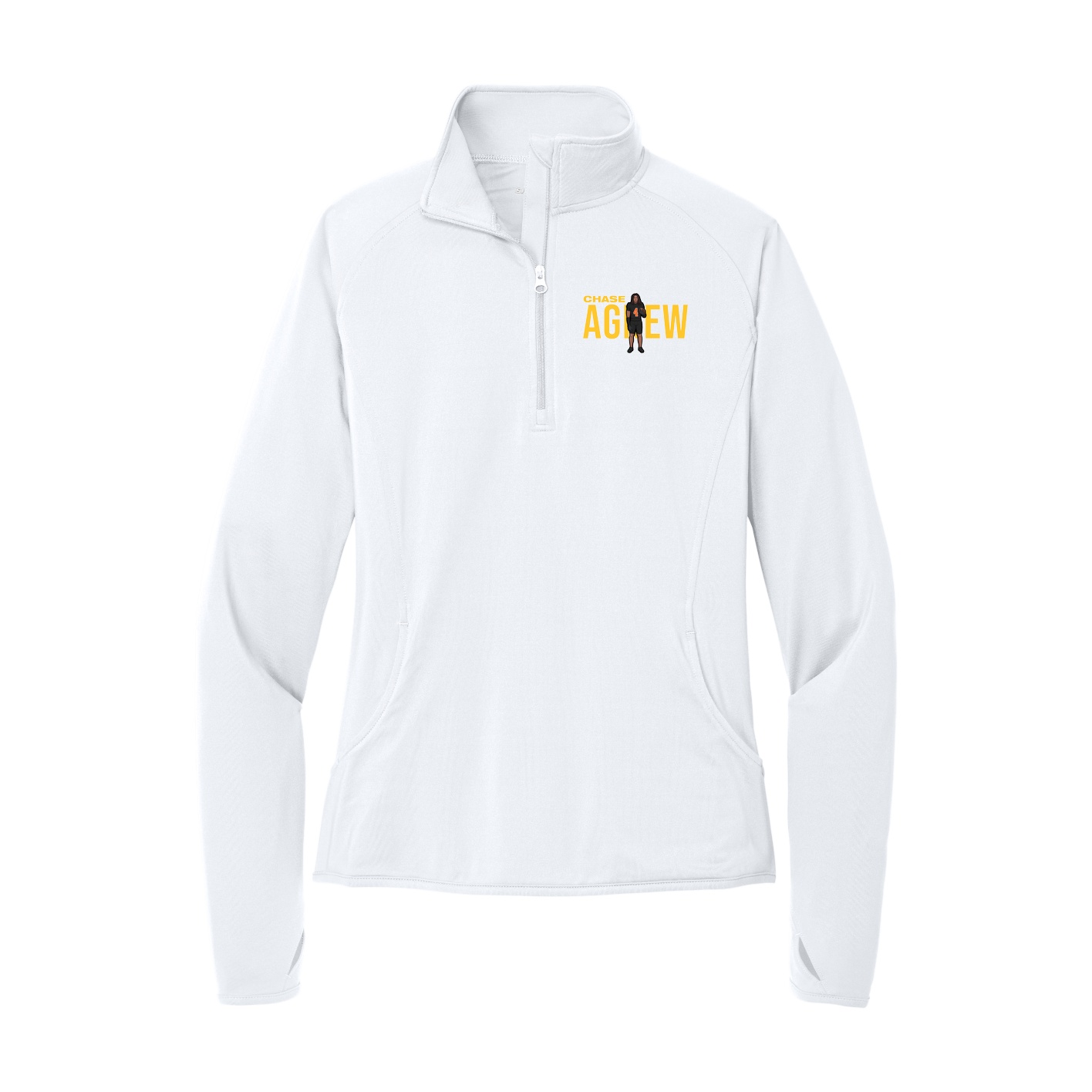 Women's Q-Zip Pullover — Player Name in White