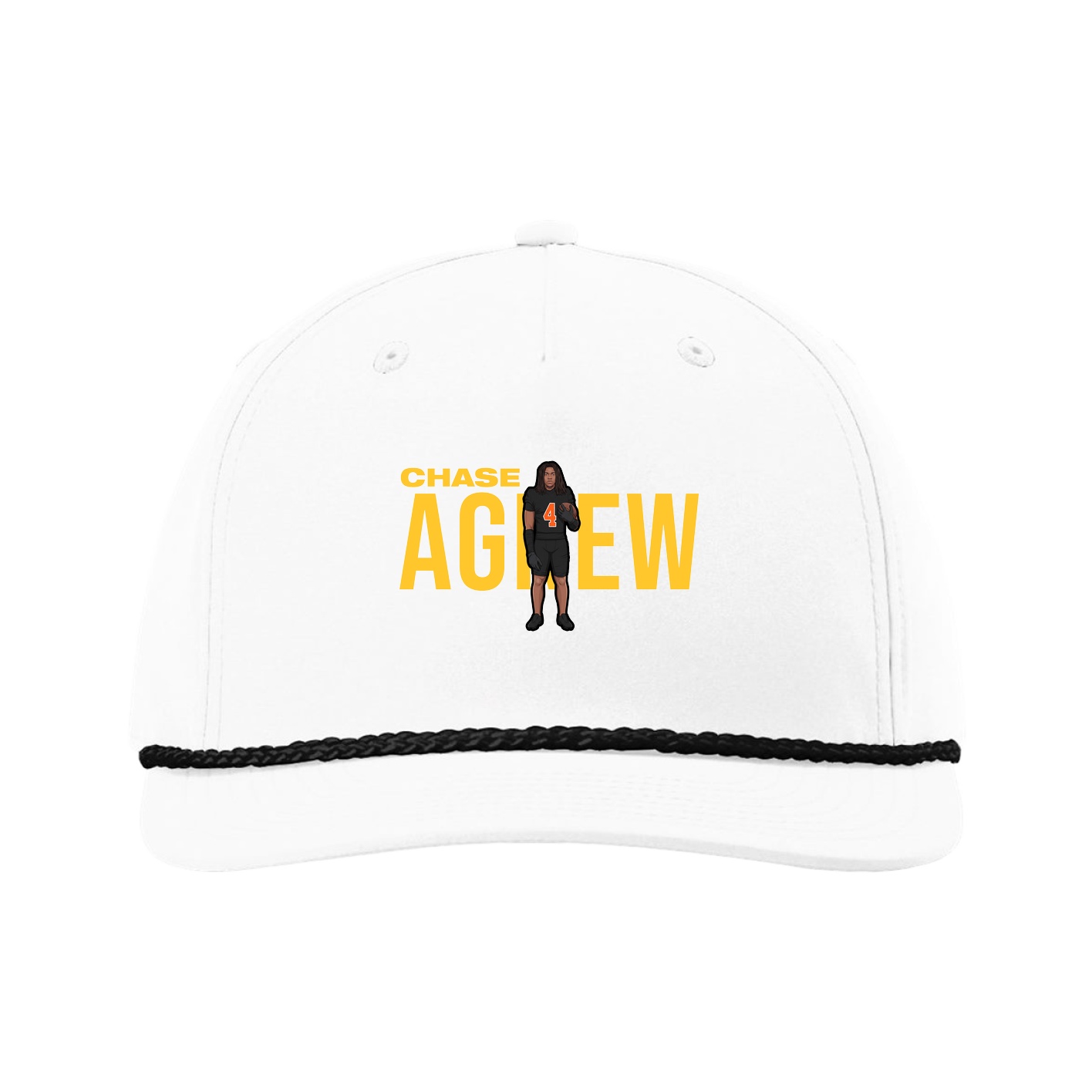 Five-Panel Classic Rope Cap — Player Name in White