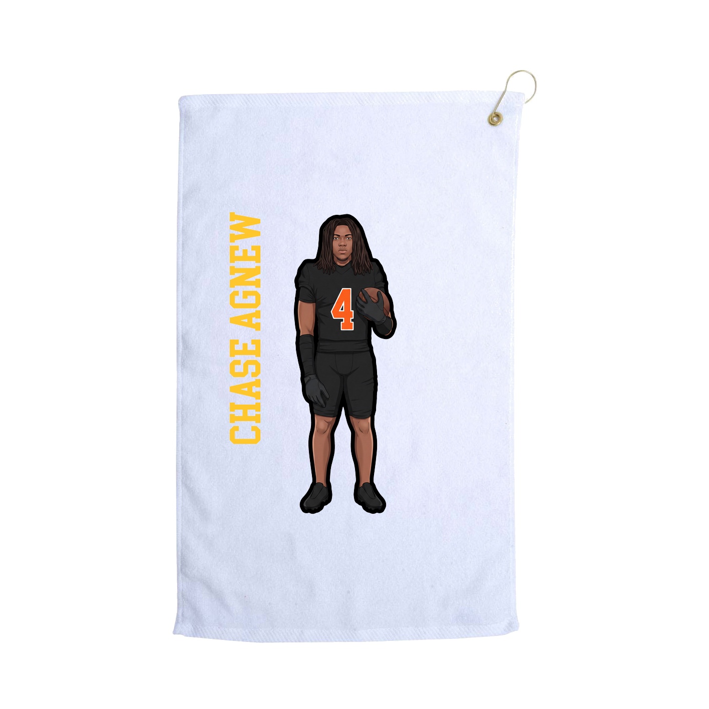 Golf Towel — Name Vertical in White