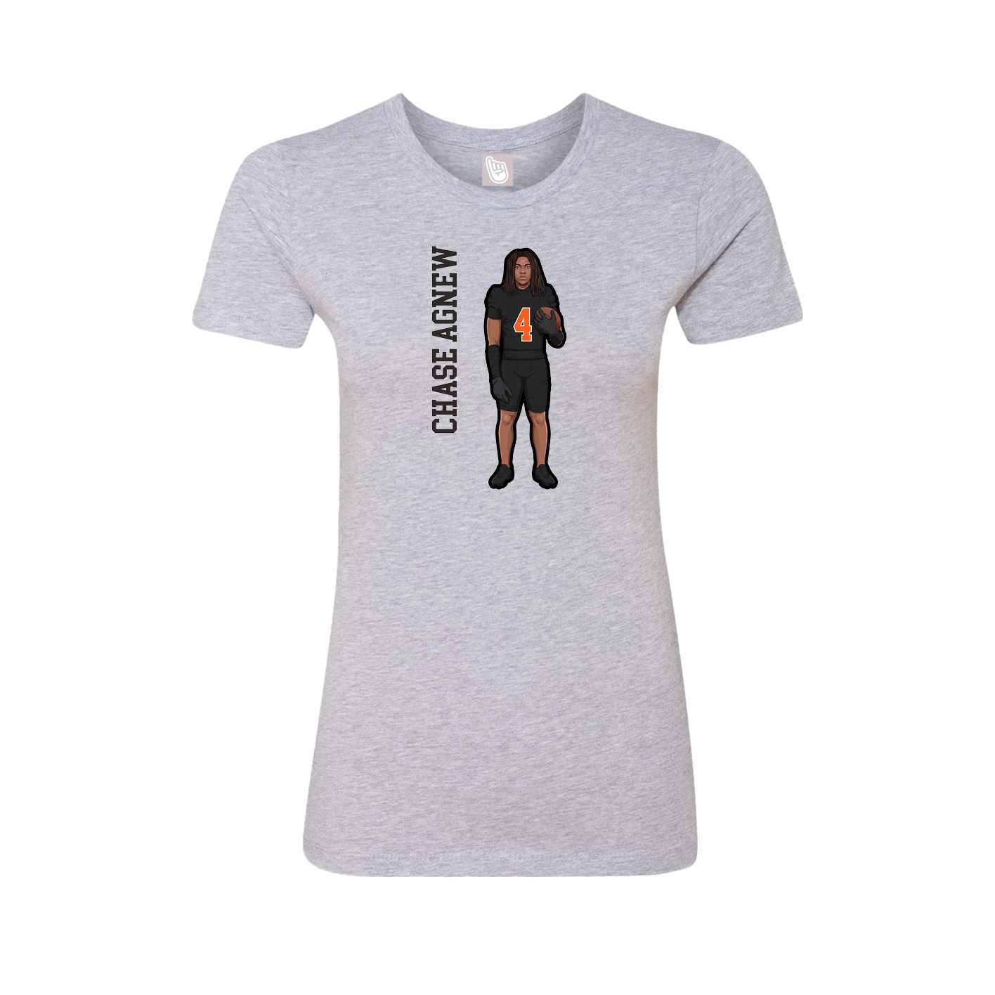 Womens Tee — Name Vertical in Grey