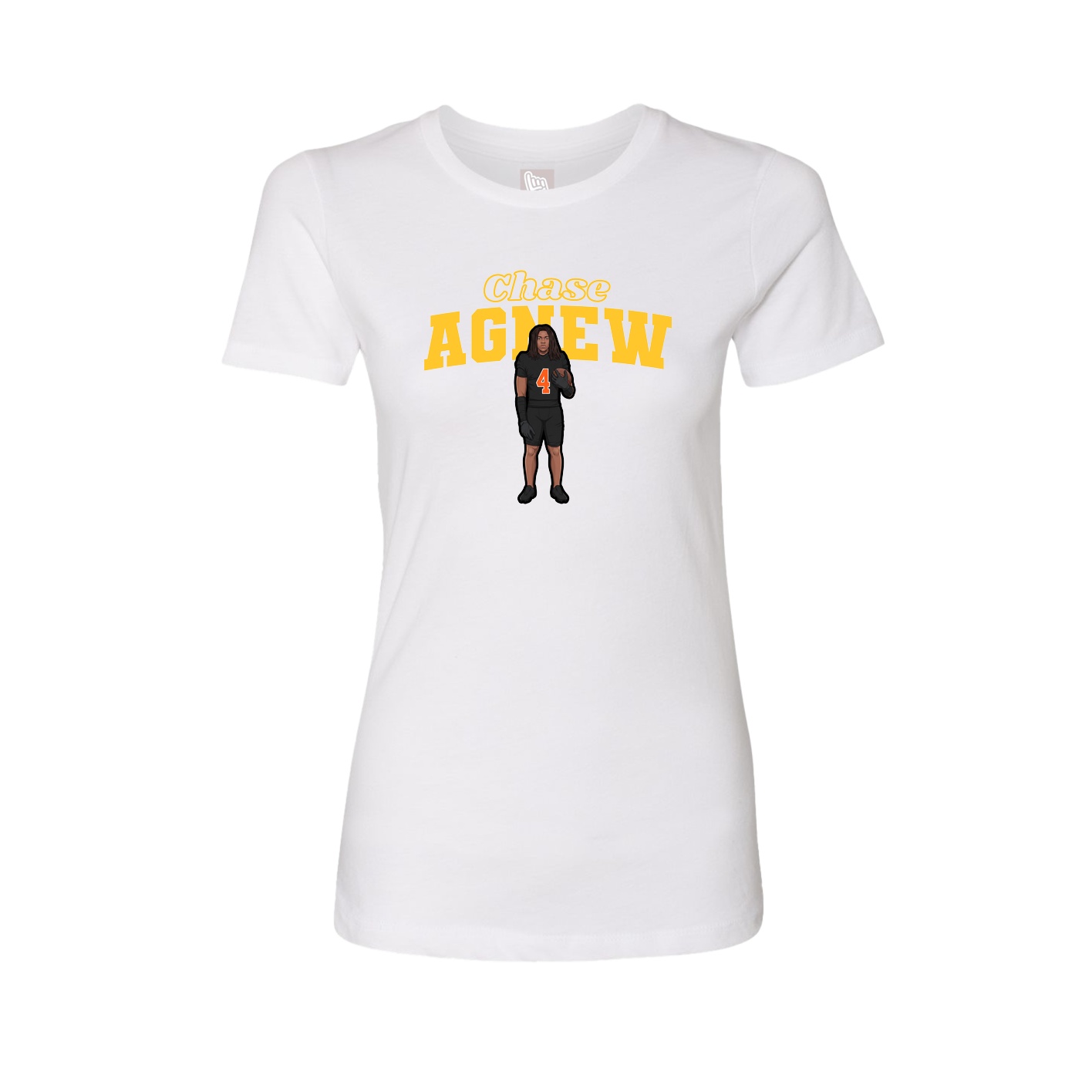 Womens Tee — Name Arch in White