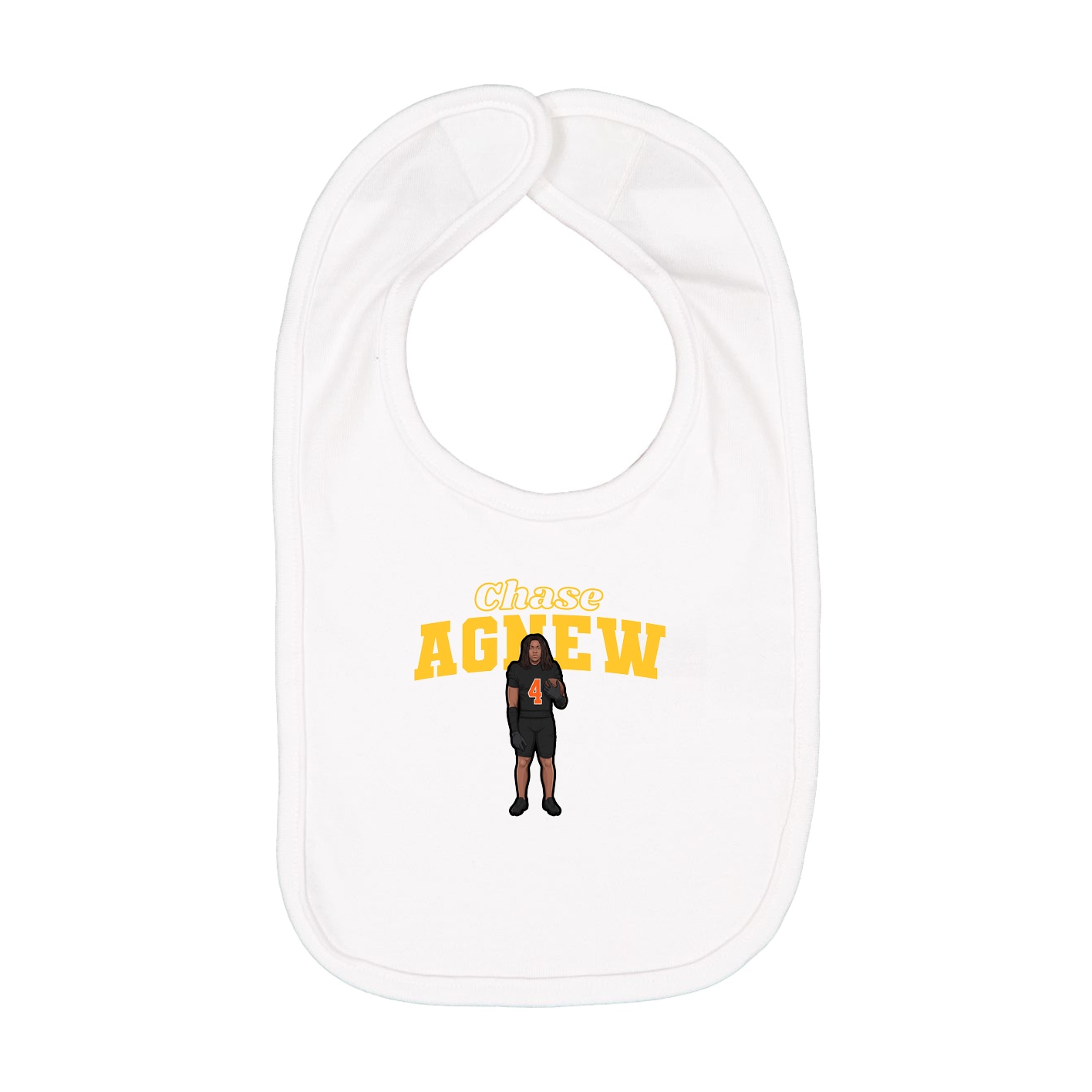 Infant Bib — Name Arch in White