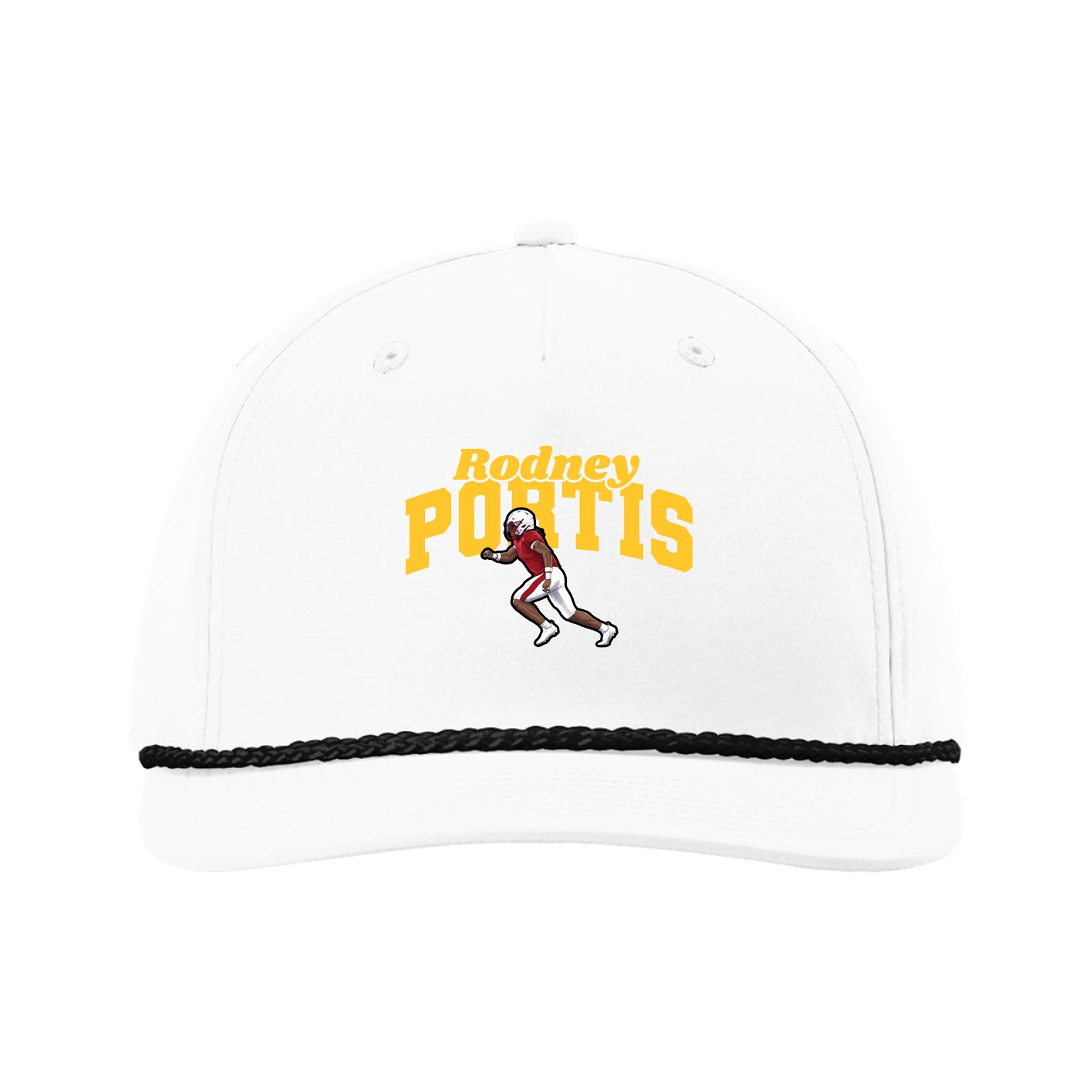 Five-Panel Classic Rope Cap — Signature Arch in White