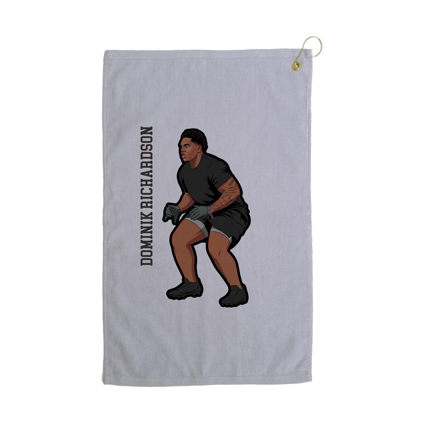 Golf Towel — Name Vertical in Grey