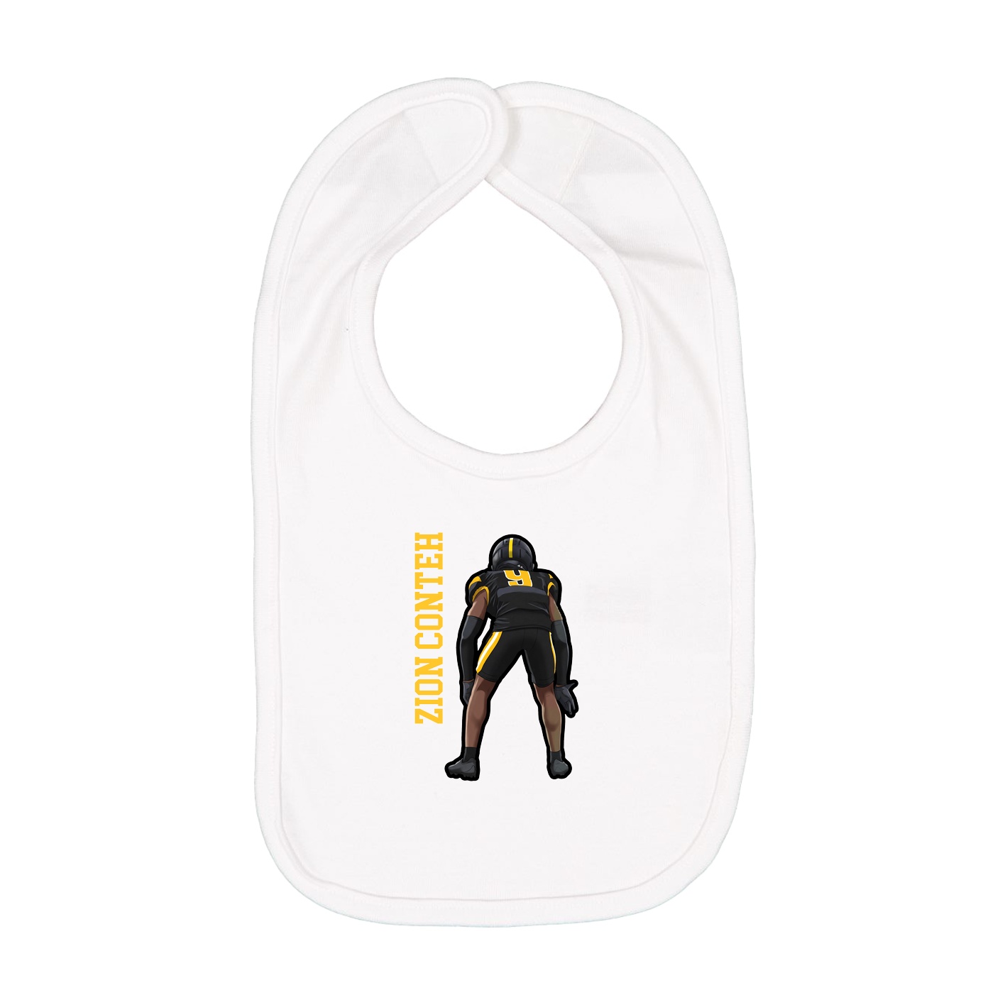 Infant Bib — Name Vertical in White