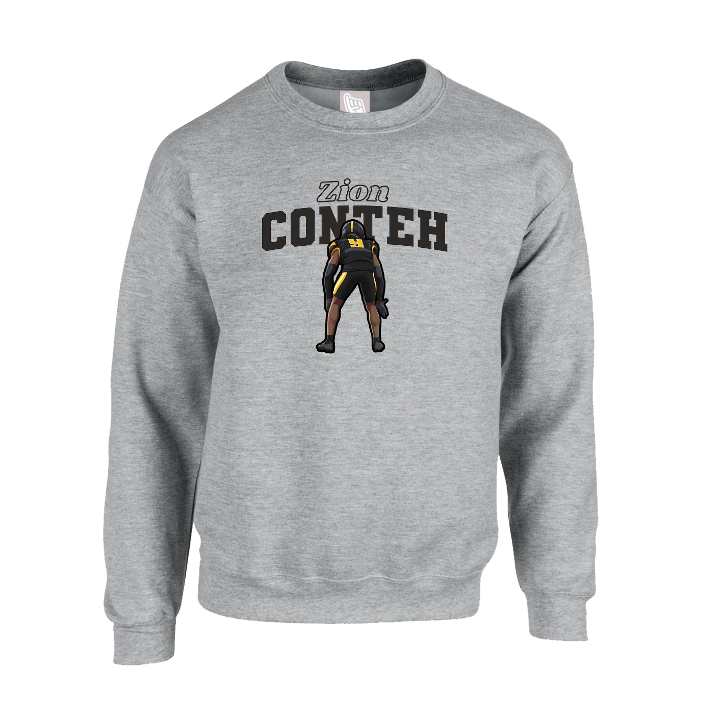 Fleece Crew — Name Arch in Grey