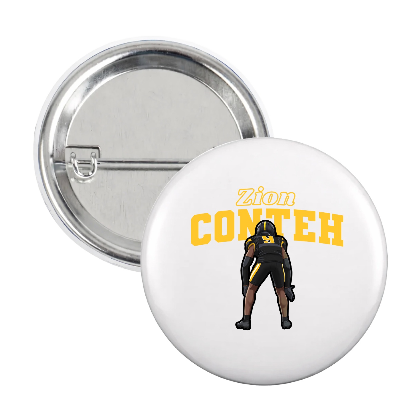 Game Day Button — Name Arch in White