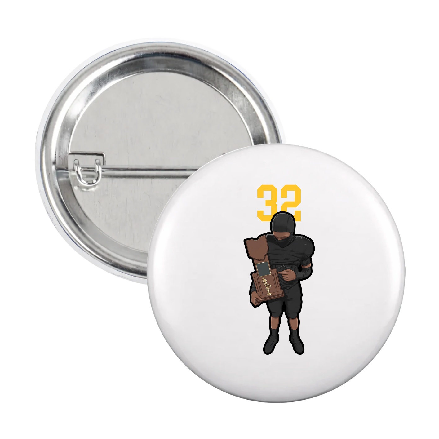 Game Day Button — Number Top in White