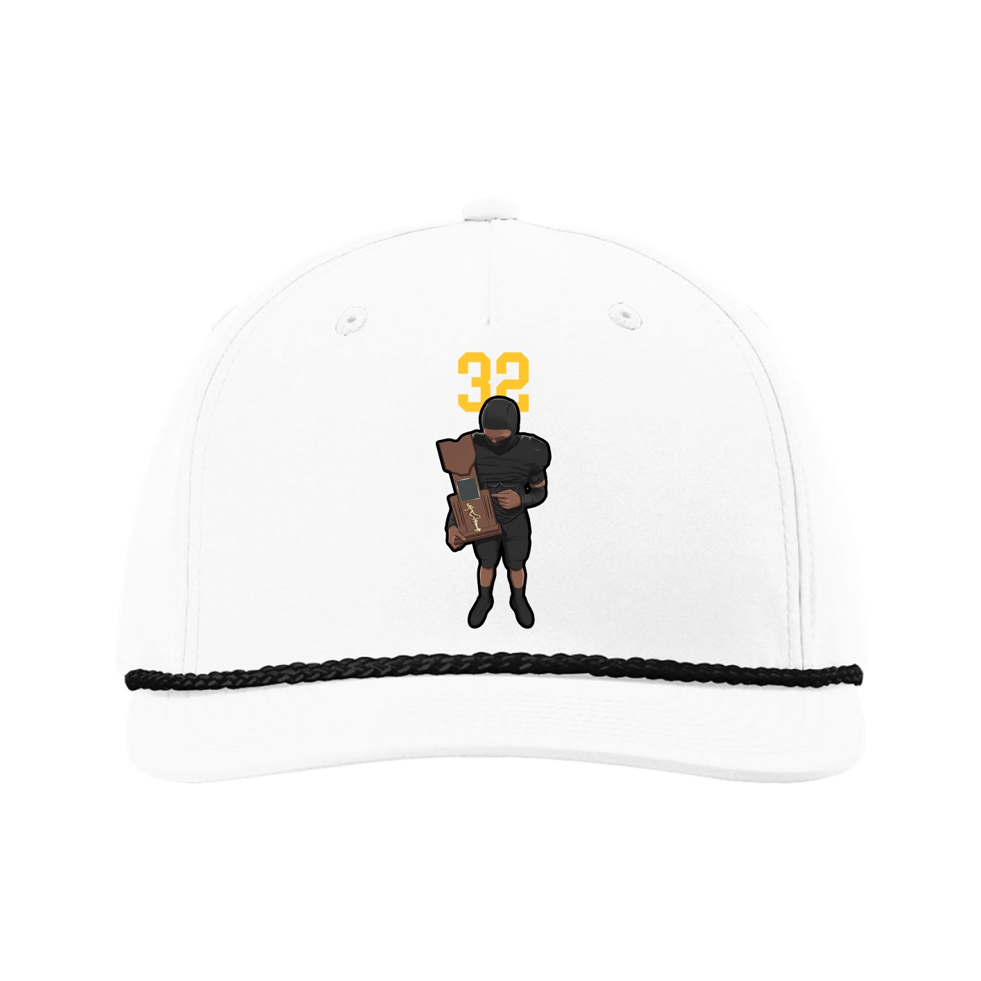 Five-Panel Classic Rope Cap — Number Top in White