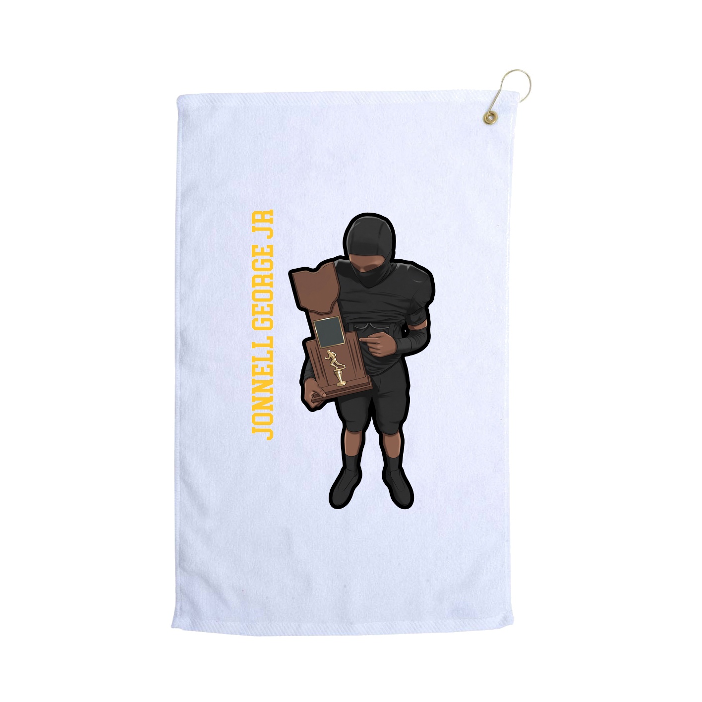 Golf Towel — Name Vertical in White