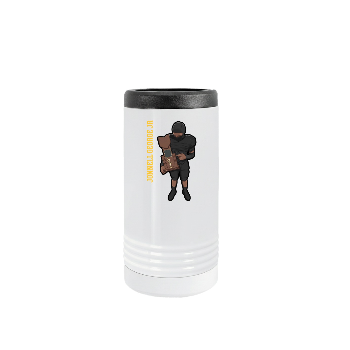 Slim Beverage Holder — Name Vertical in White