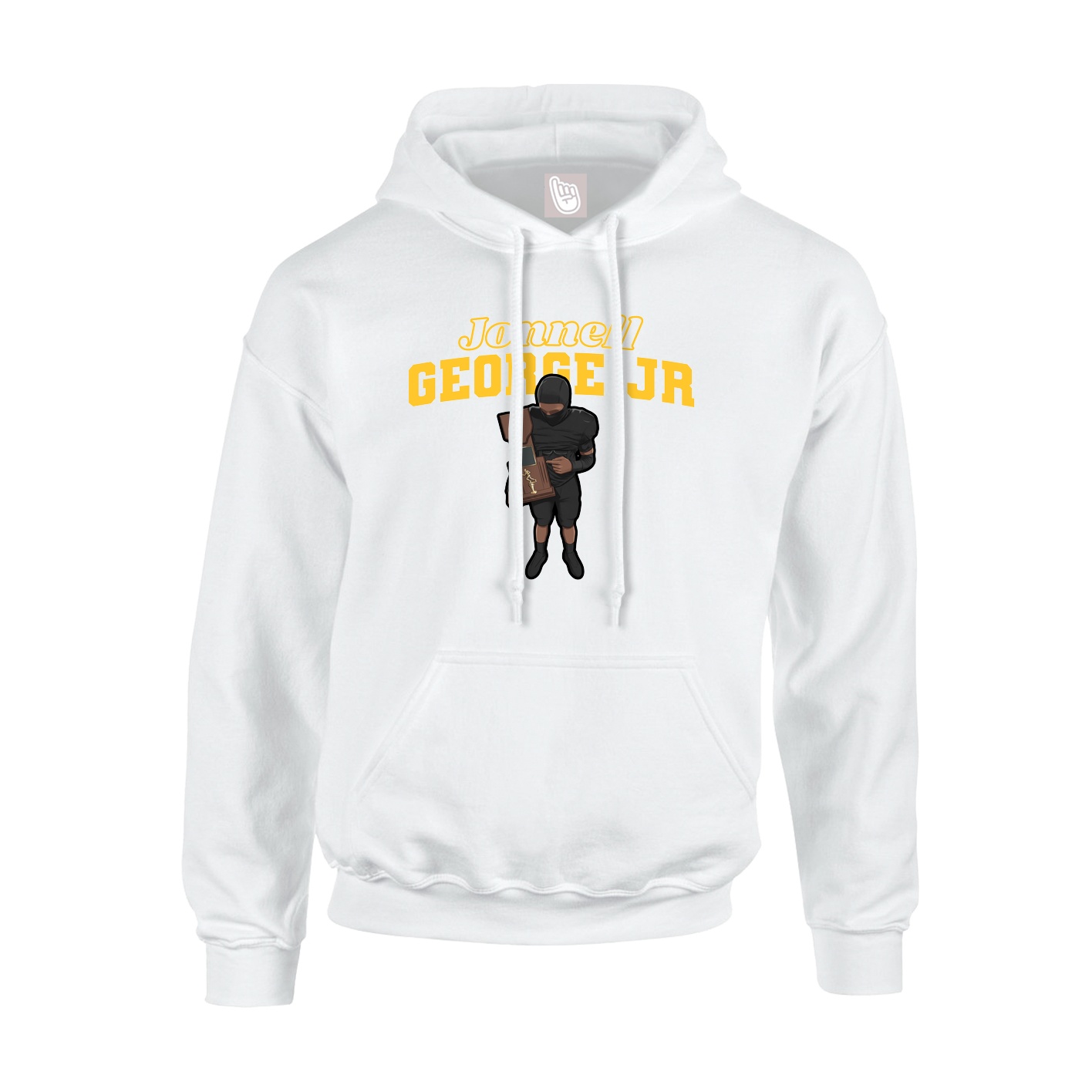 Youth Hoodie — Name Arch in White
