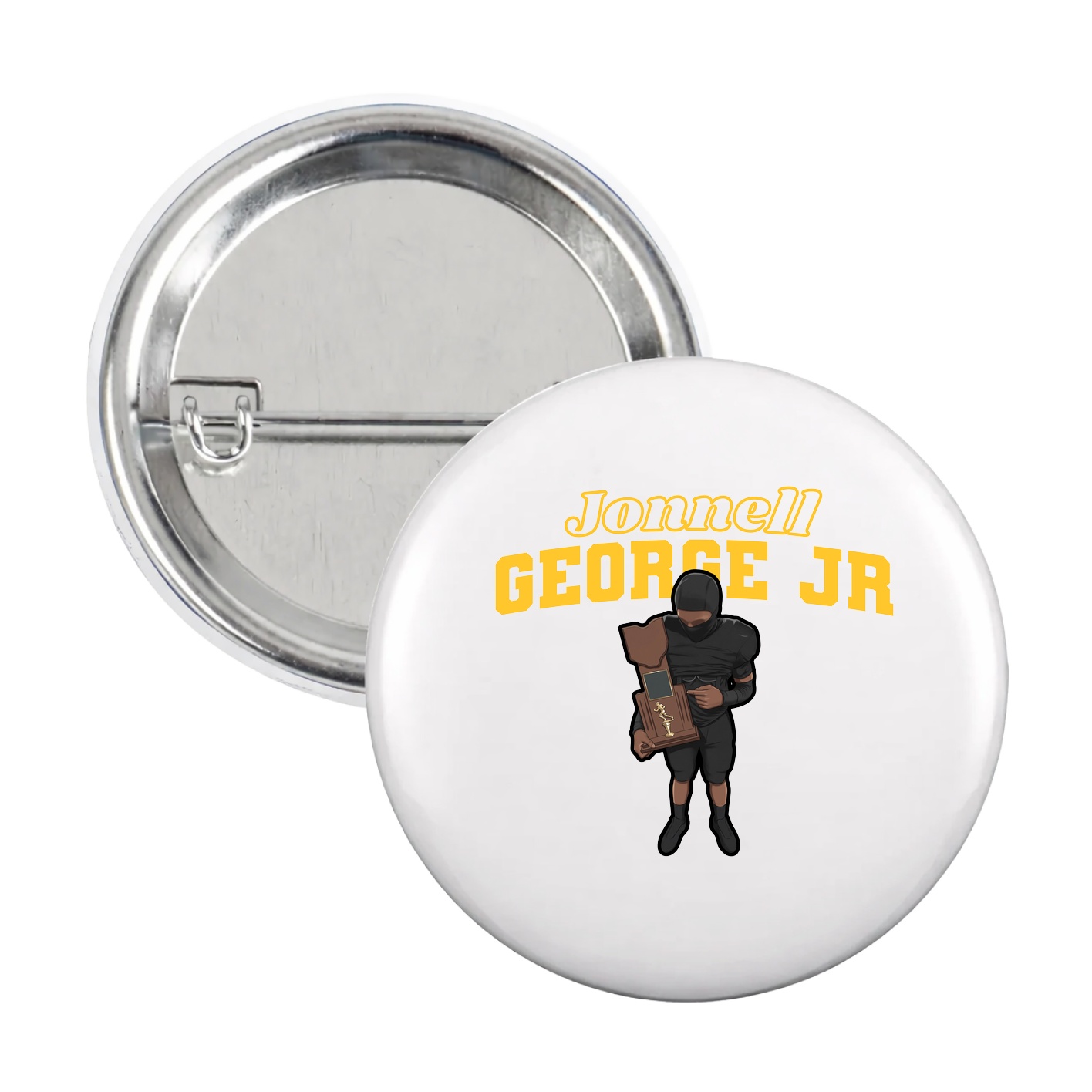 Game Day Button — Name Arch in White