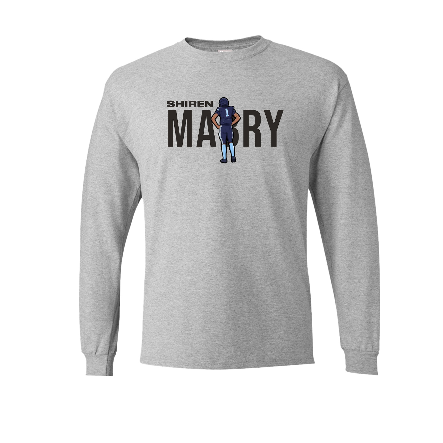 Long Sleeve Tee — Player Name in Grey