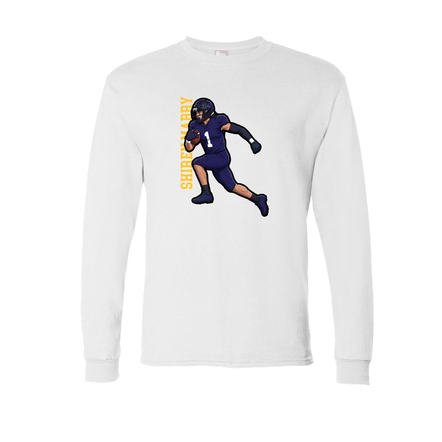 Long Sleeve Tee — Name Vertical in White