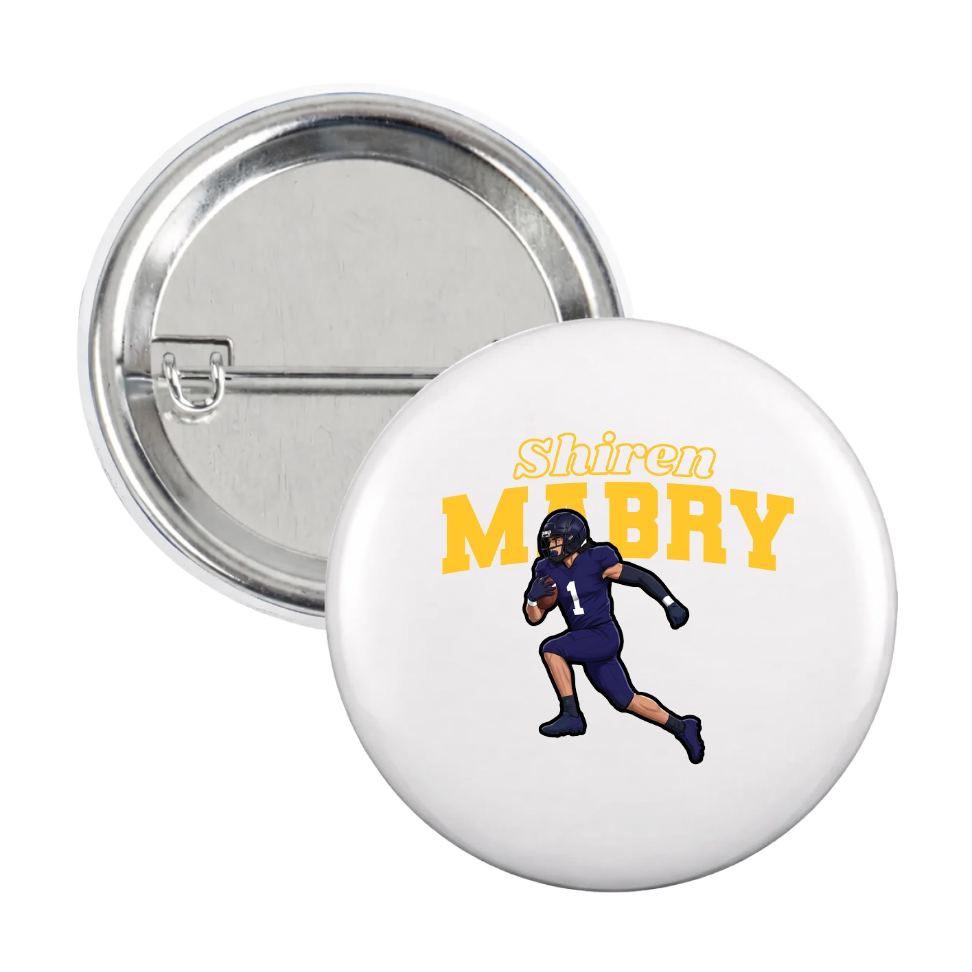 Game Day Button — Name Arch in White