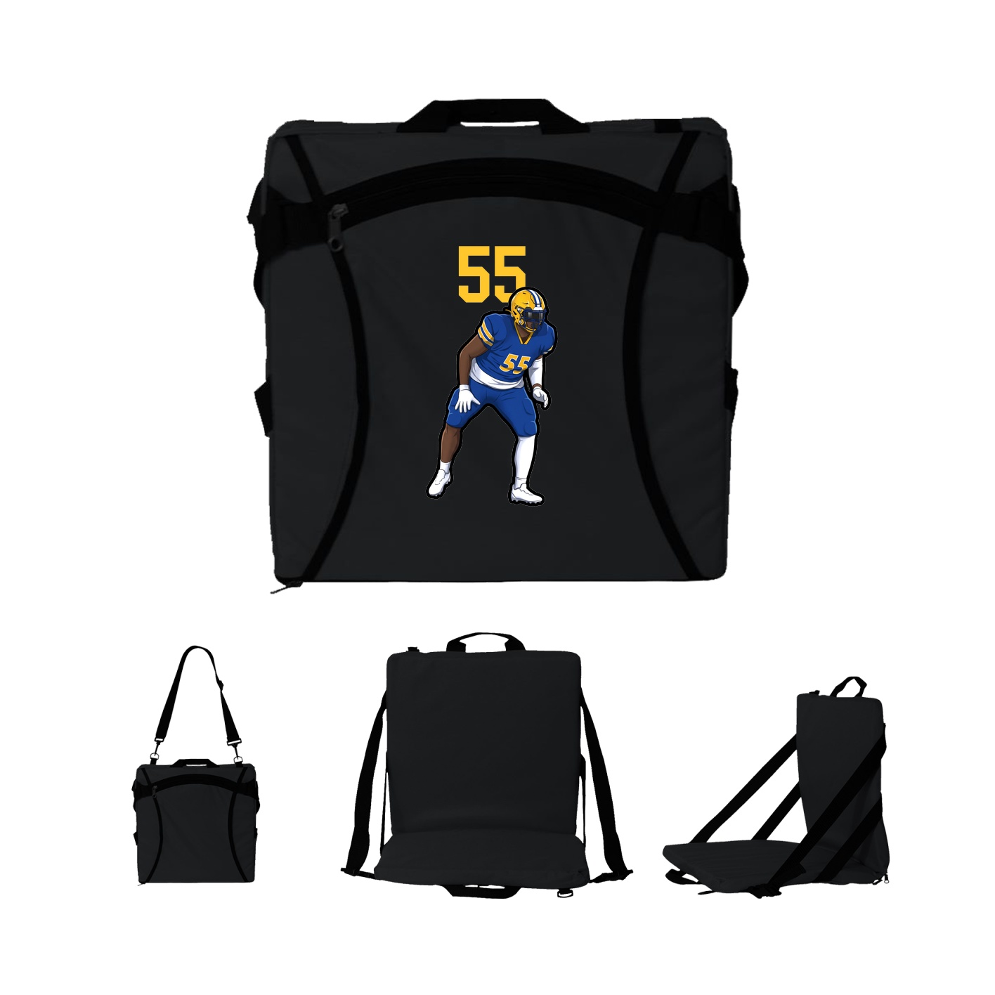 Folding Stadium Seat — Number Top in Black