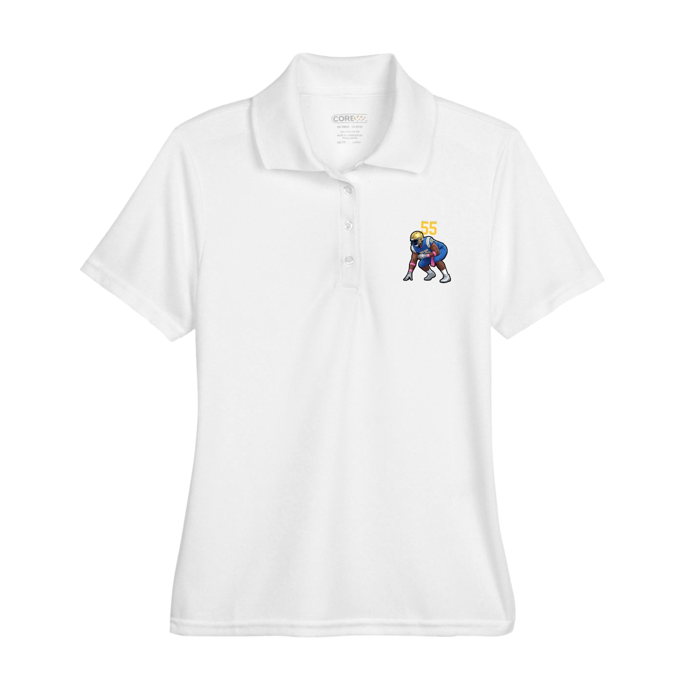 Womens Performance Polo — Number Top in White