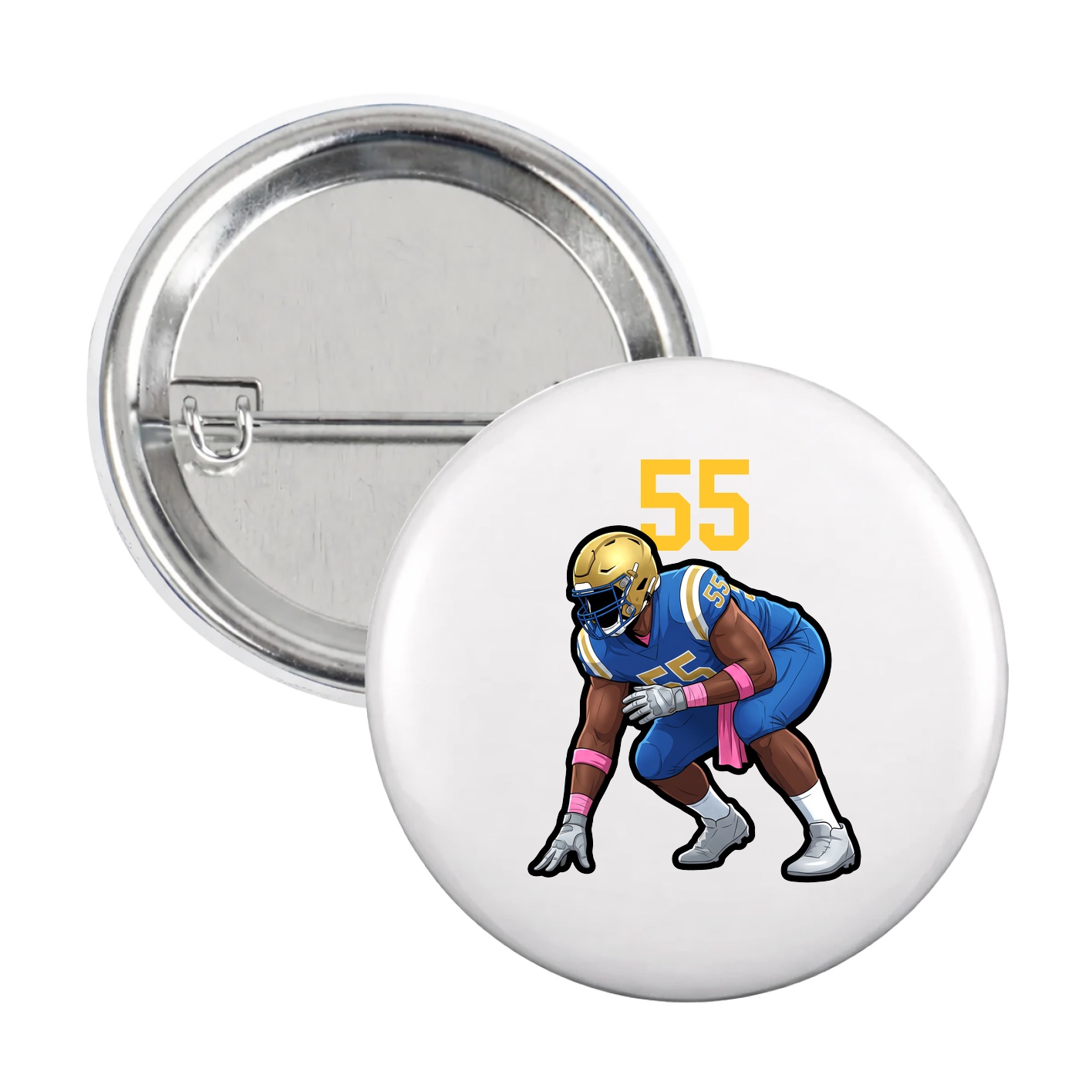 Game Day Button — Number Top in White