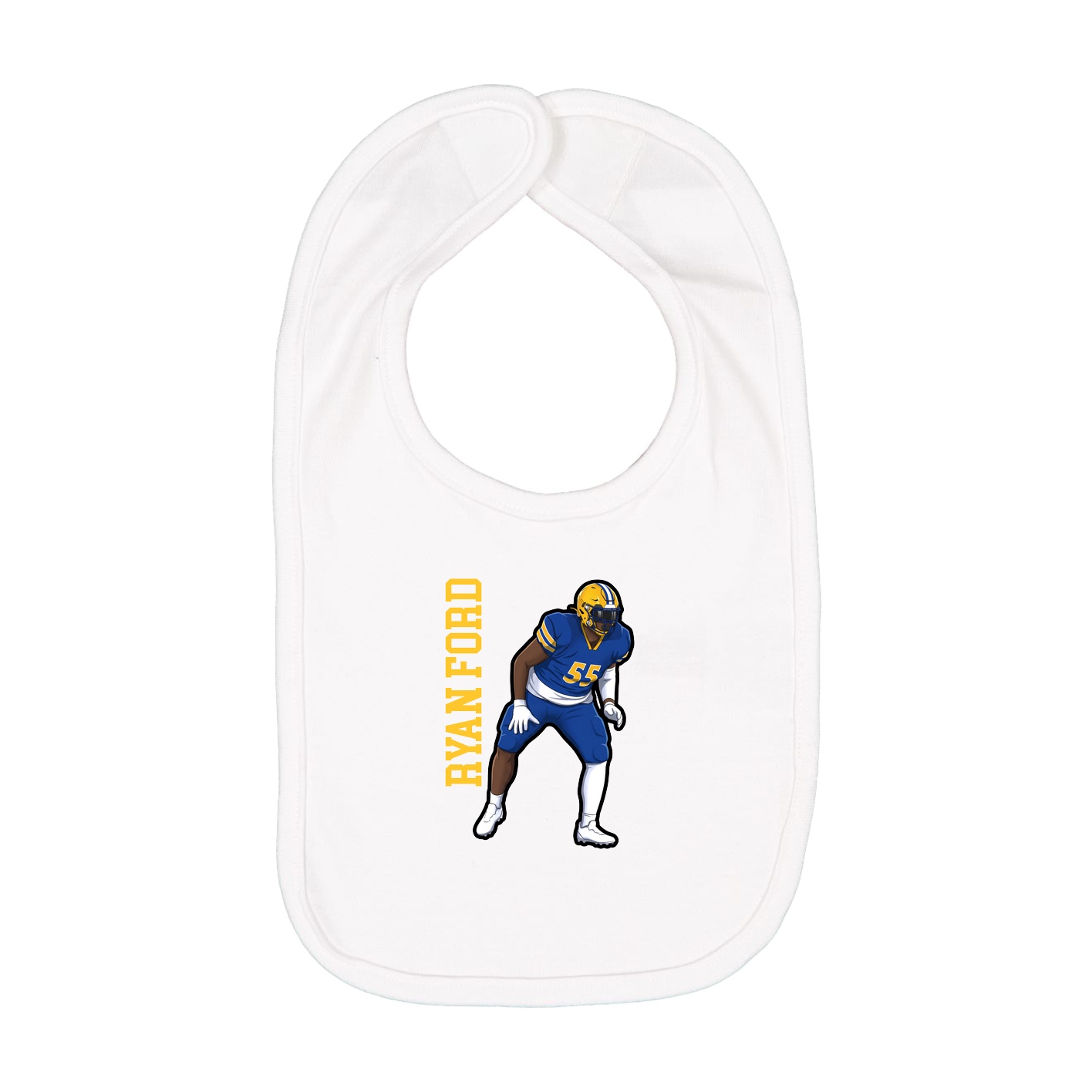 Infant Bib — Name Vertical in White
