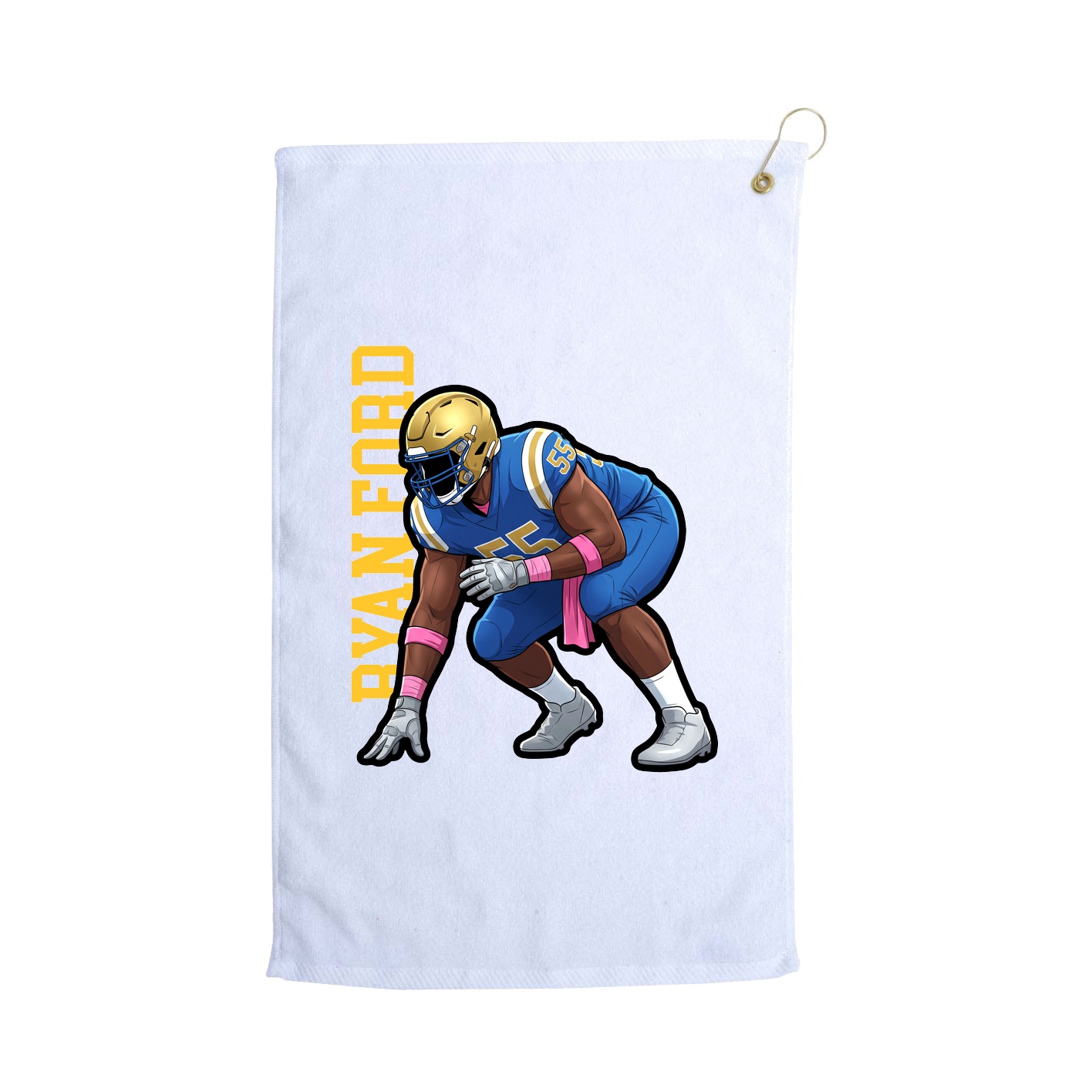 Golf Towel — Name Vertical in White