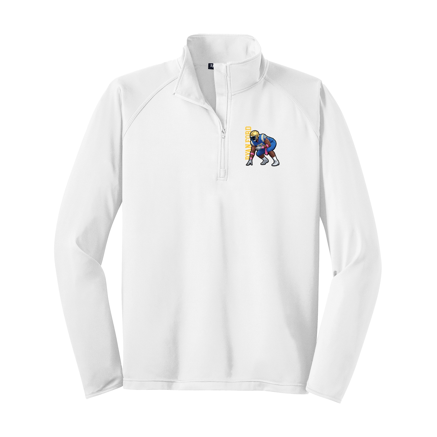Q-Zip Pullover — Name Vertical in White