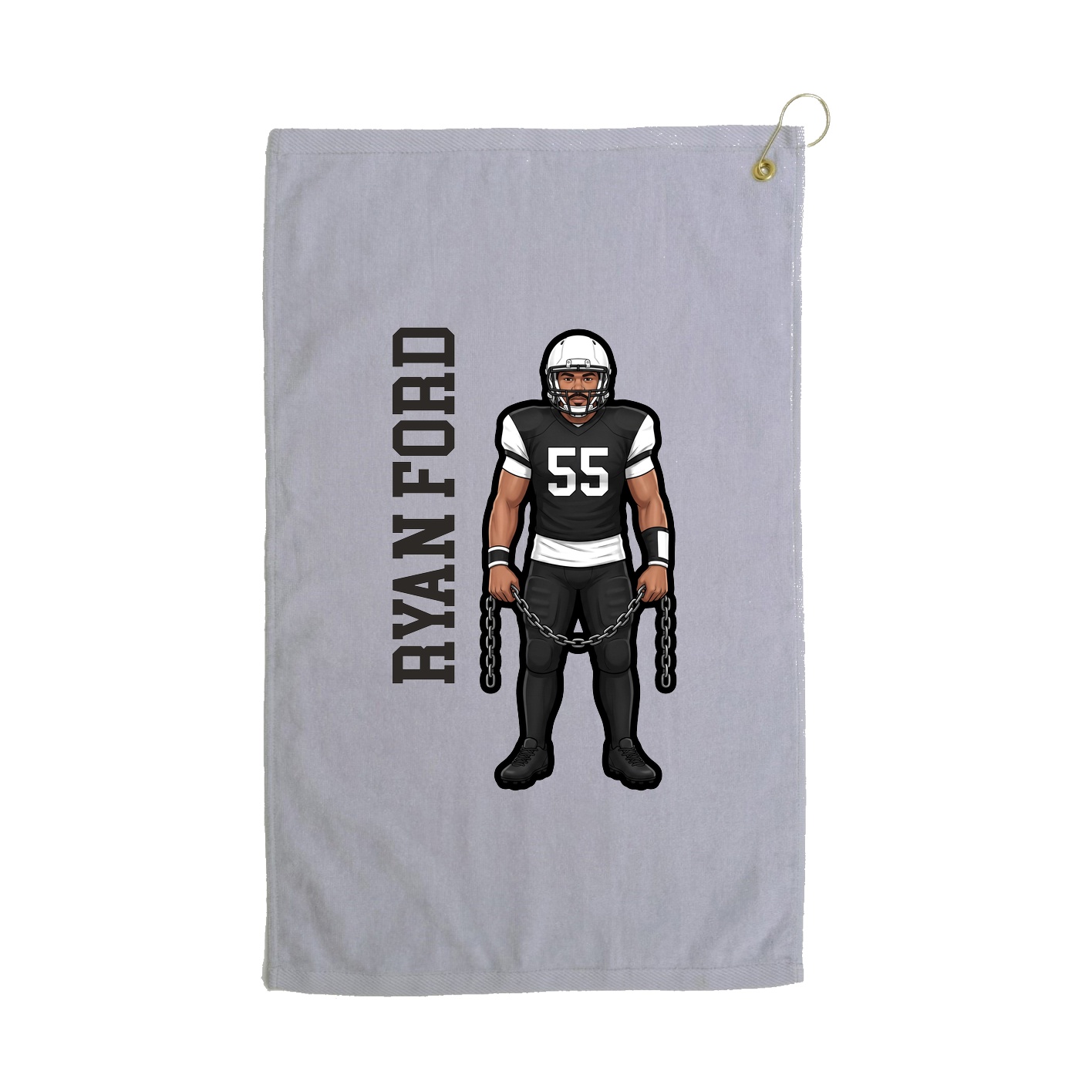 Golf Towel — Name Vertical in Grey