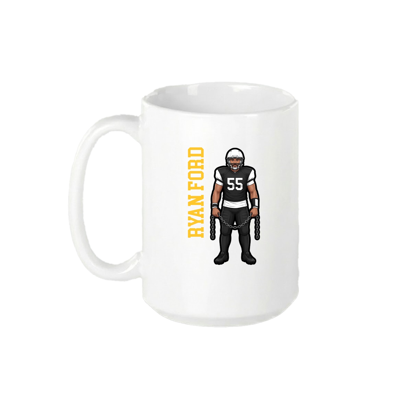 15oz Coffee Mug — Name Vertical in White