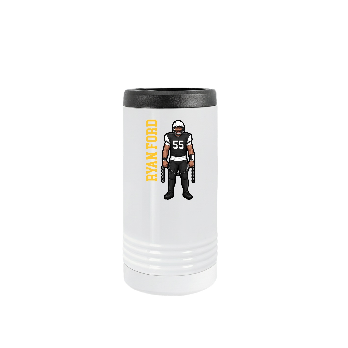 Slim Beverage Holder — Name Vertical in White