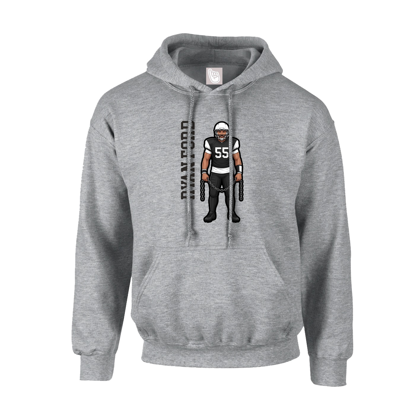 Youth Hoodie — Name Vertical in Grey
