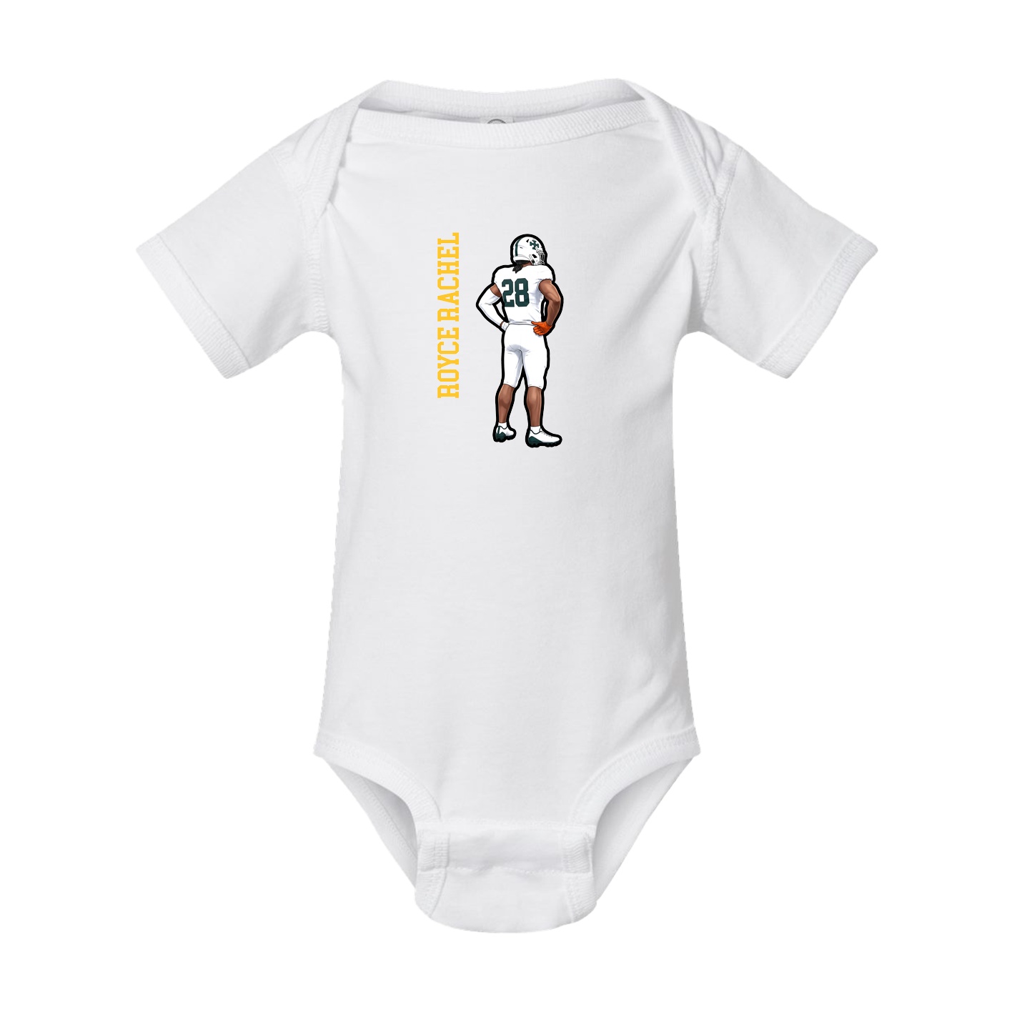 Baby Onesie — Name Vertical in White