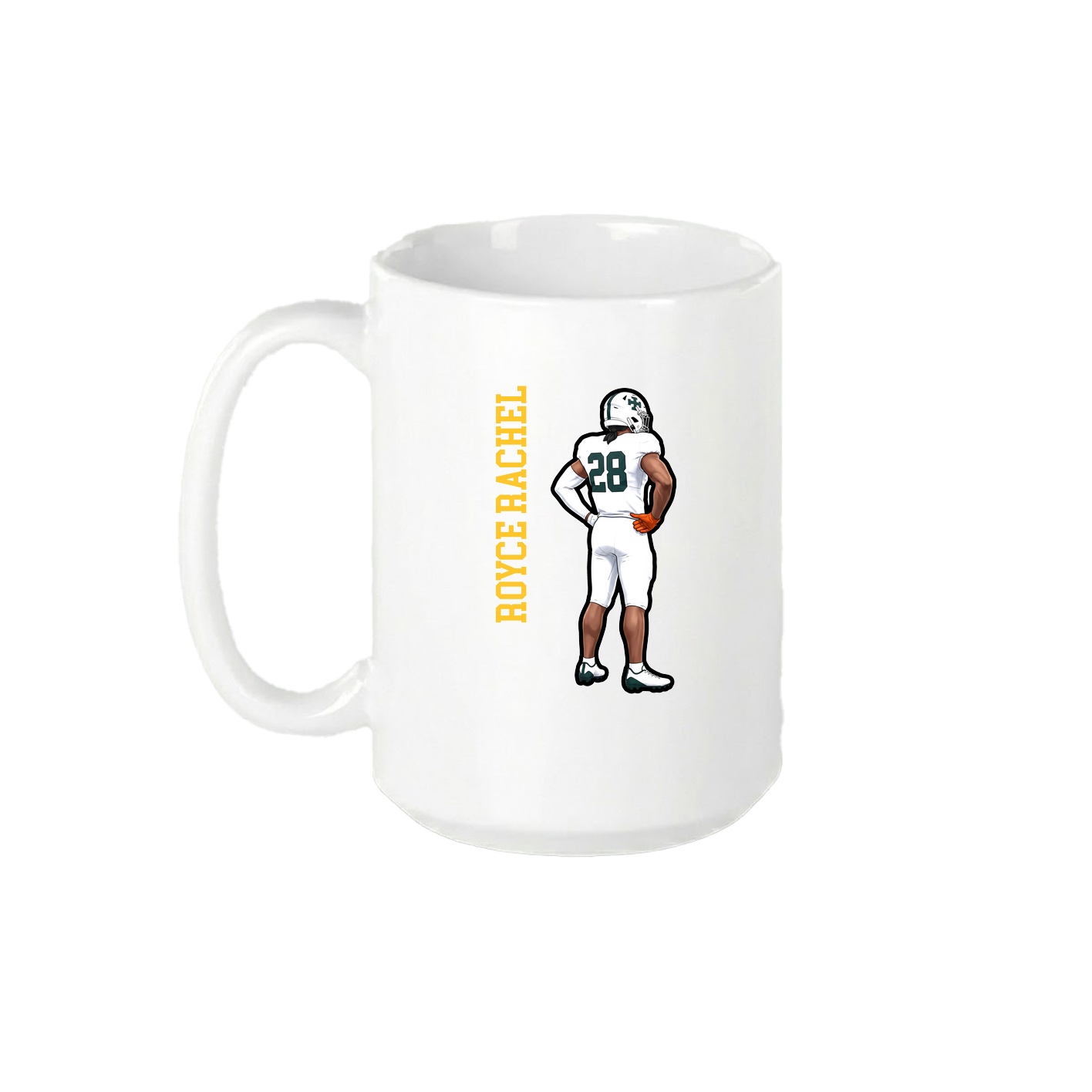 15oz Coffee Mug — Name Vertical in White