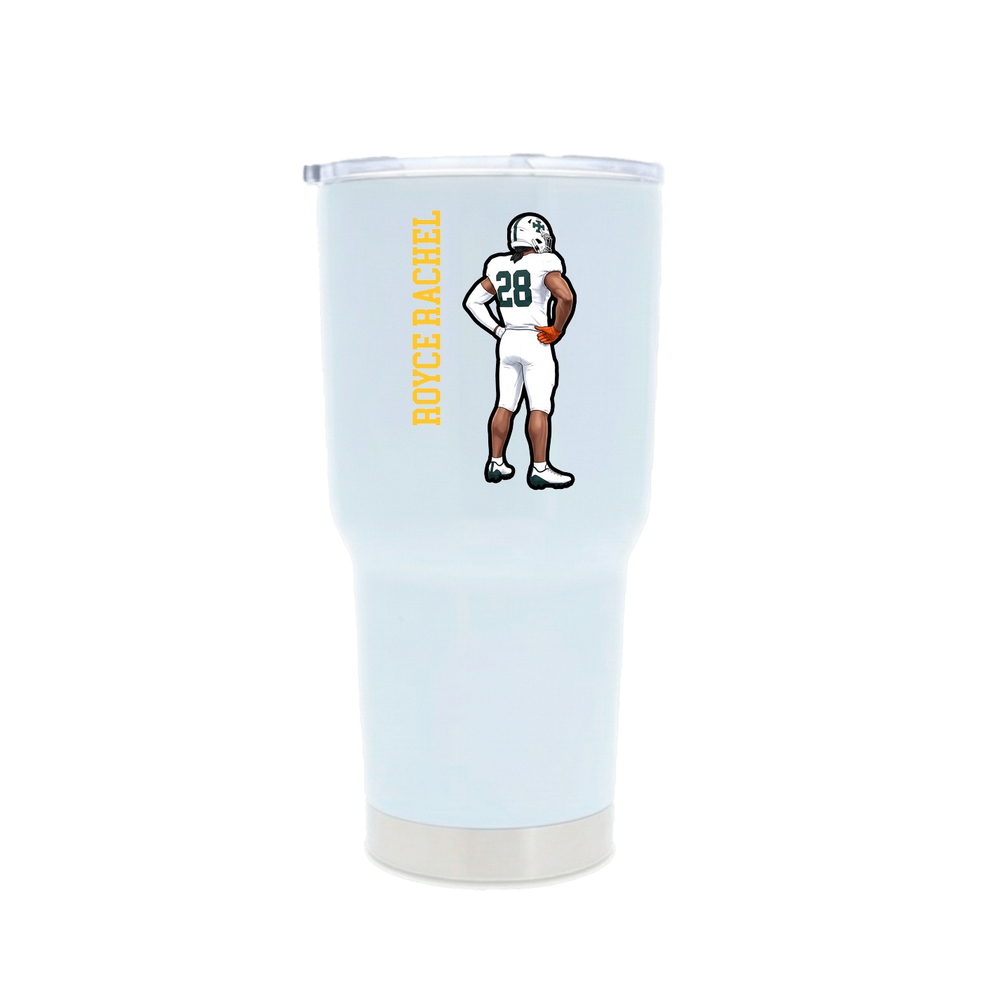 30oz Stainless Steel Tumbler — Name Vertical in White