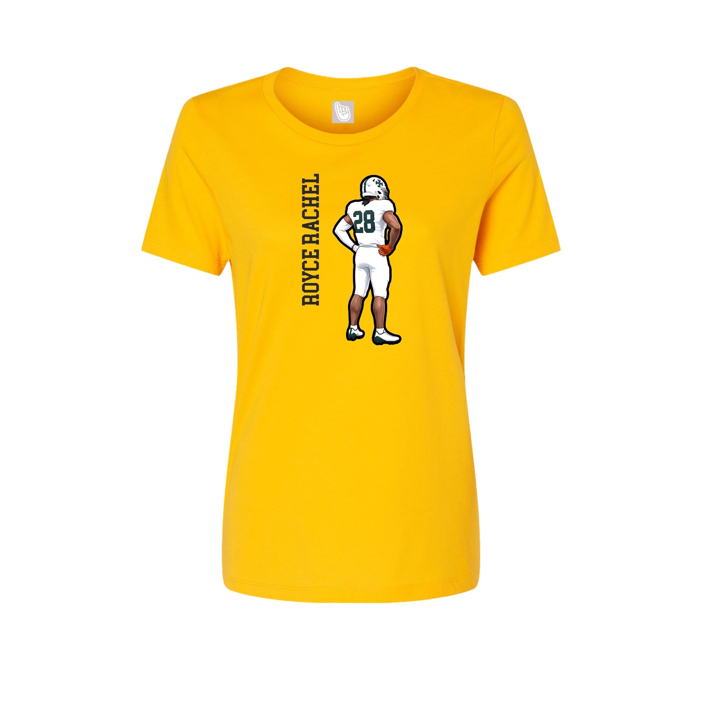 Womens Tee — Name Vertical in Gold