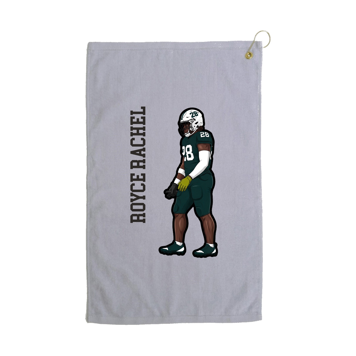 Golf Towel — Name Vertical in Grey