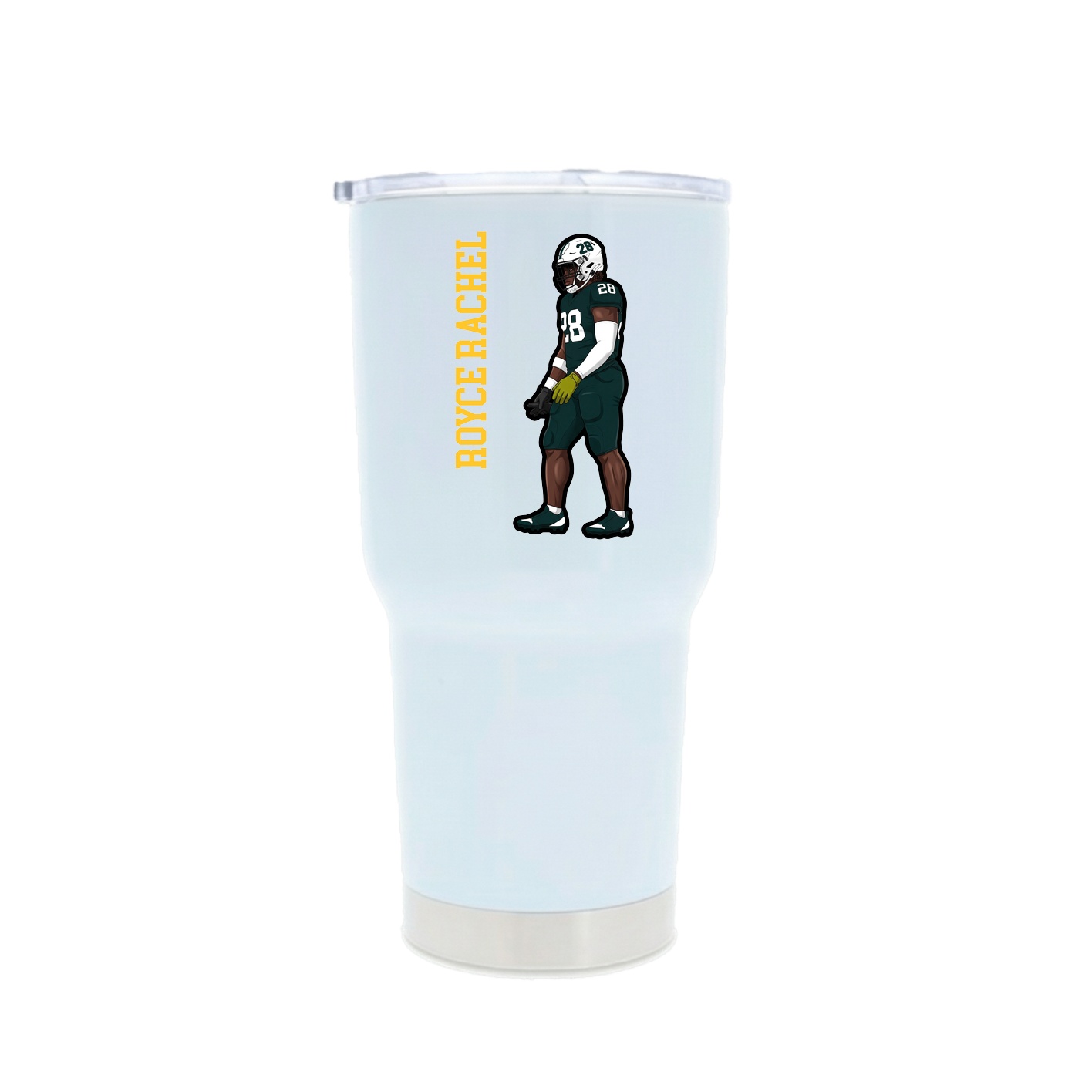 30oz Stainless Steel Tumbler — Name Vertical in White