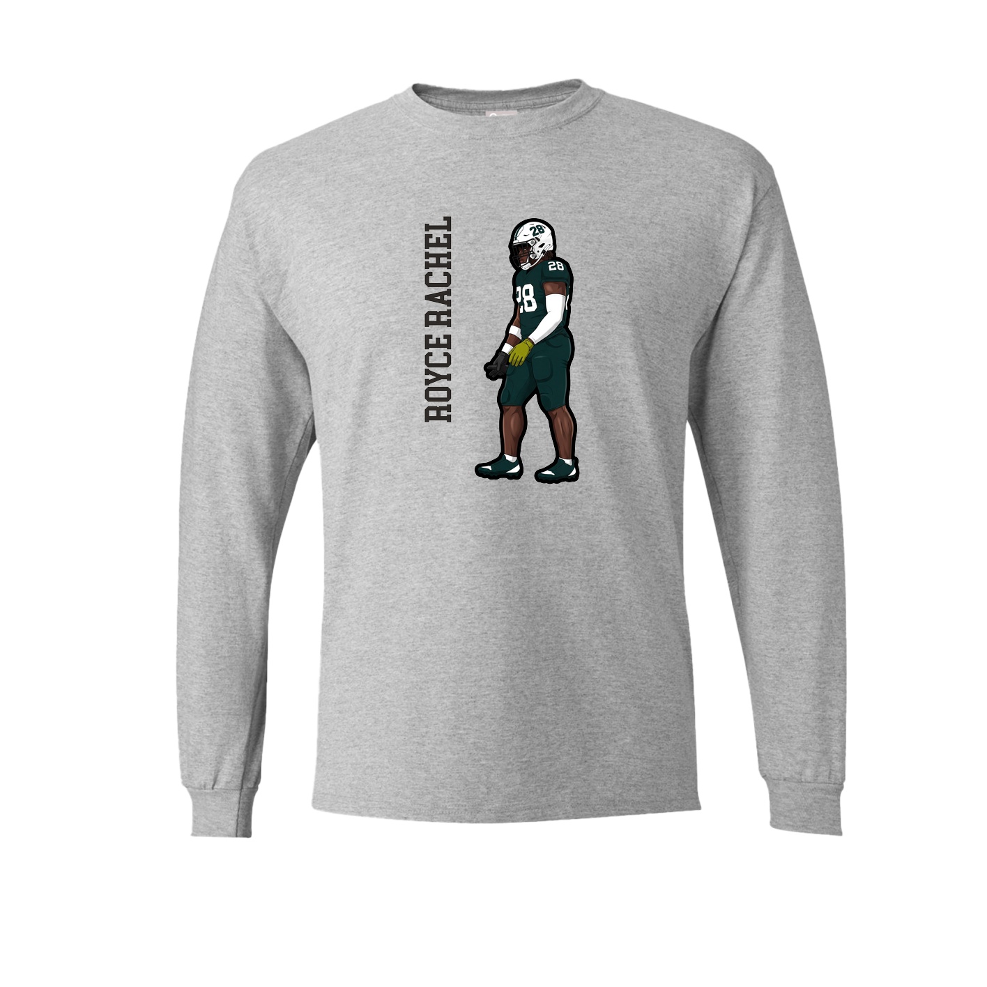 Long Sleeve Tee — Name Vertical in Grey