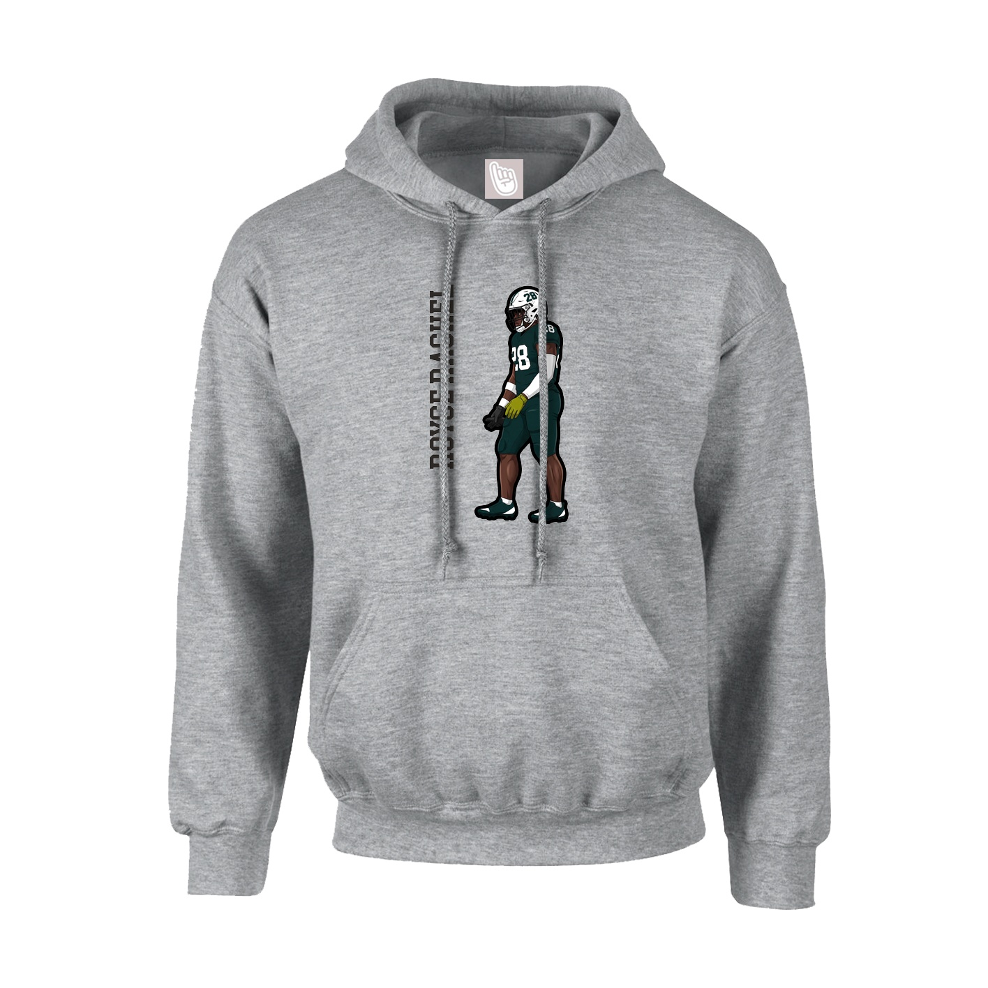 Youth Hoodie — Name Vertical in Grey