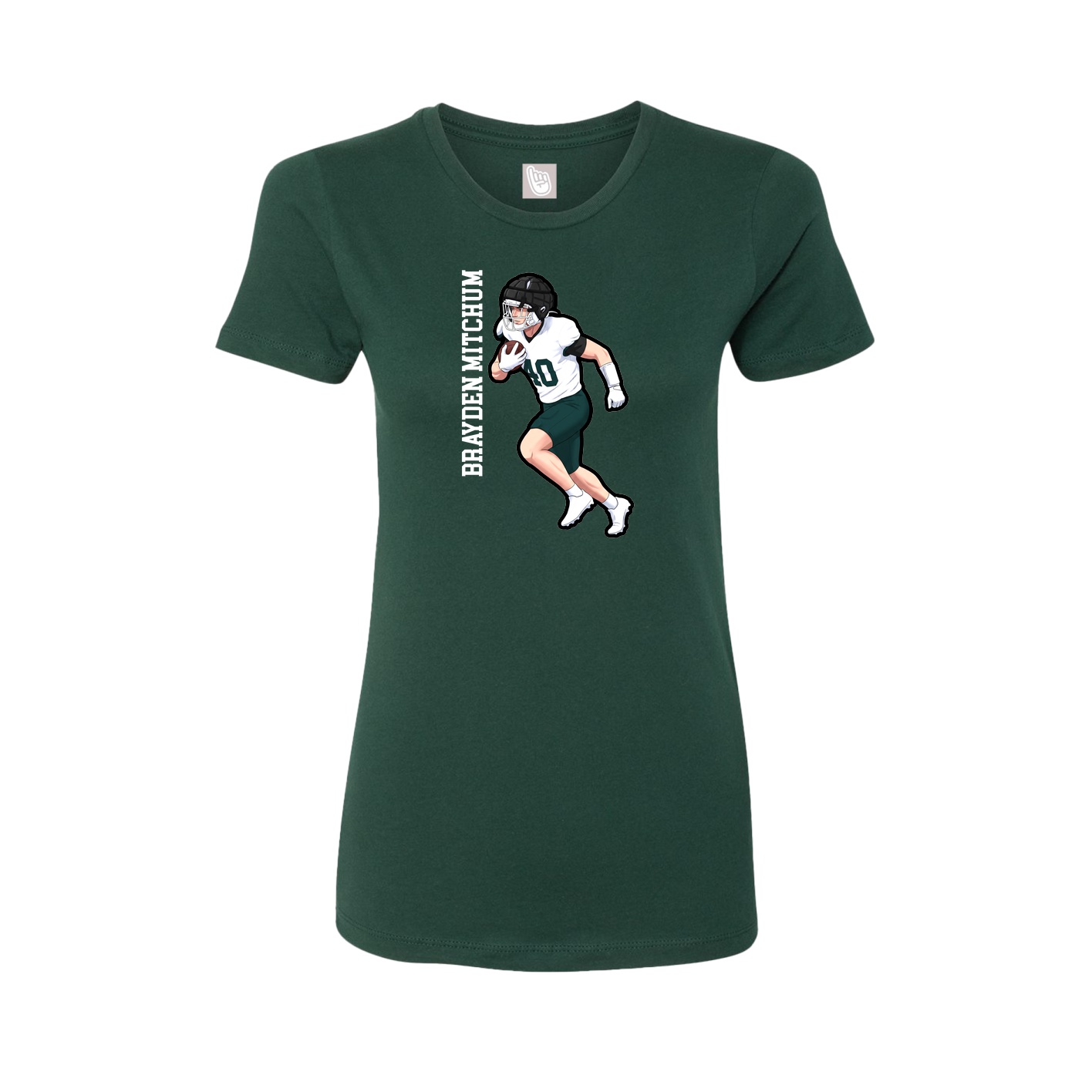 Fitted Women's Tee — Name Vertical in Green
