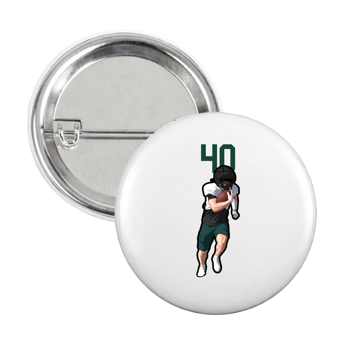 Game Day Button — Number Top in White