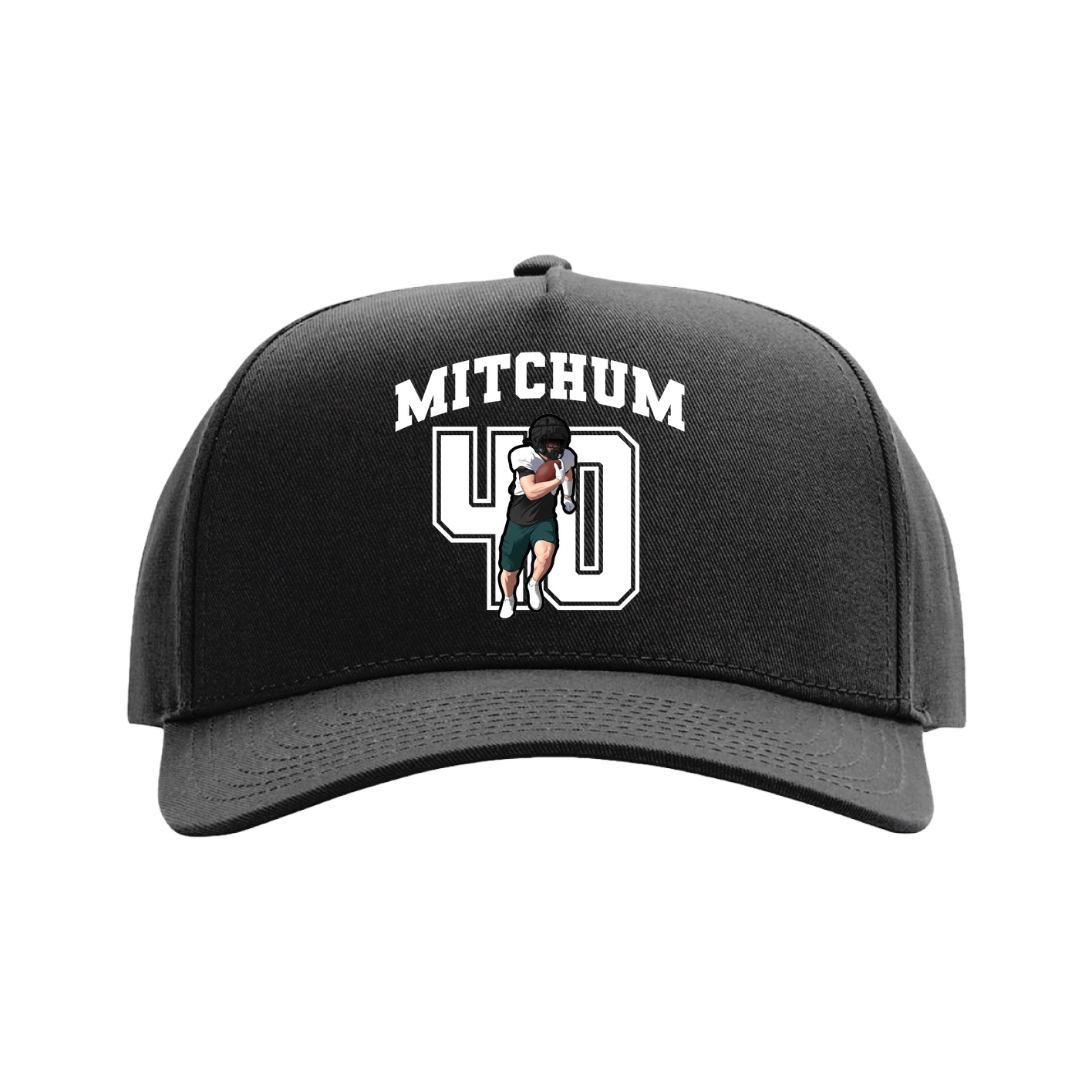 Full Fabric Five-Panel Champ Cap — Number in Black