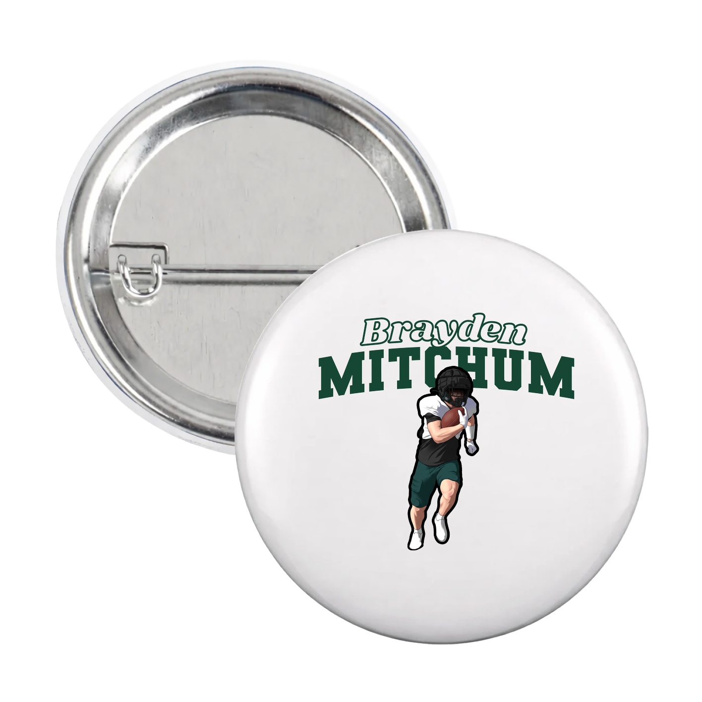 Game Day Button — Name Arch in White