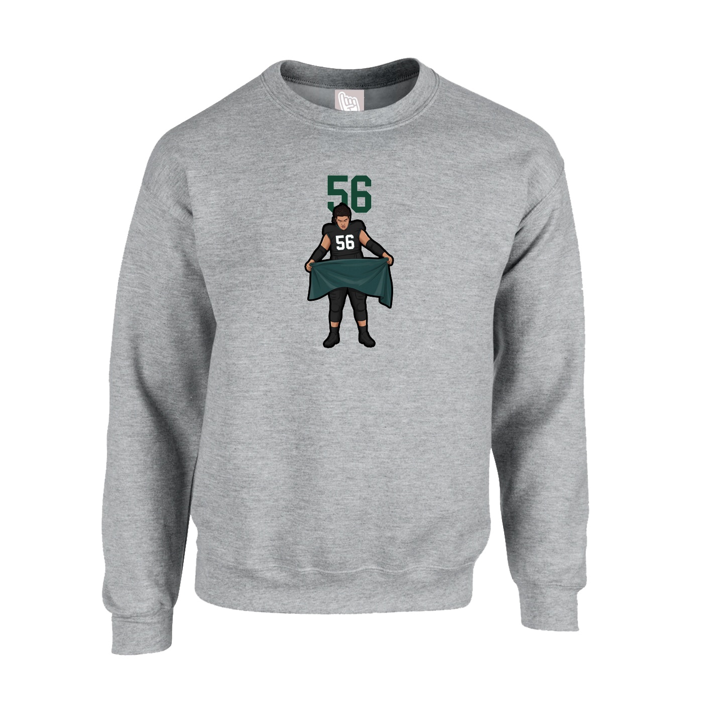 Fleece Crew — Number Top in Grey