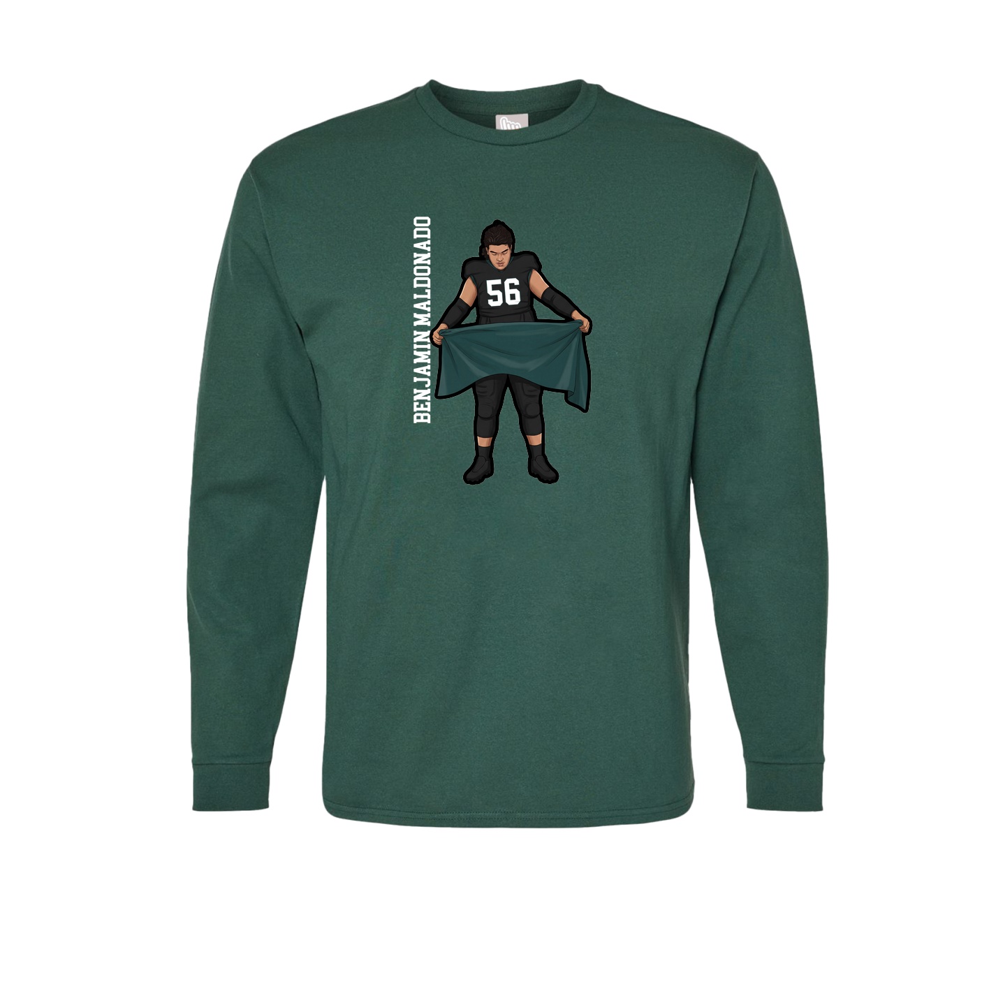 Long Sleeve Tee — Name Vertical in Green